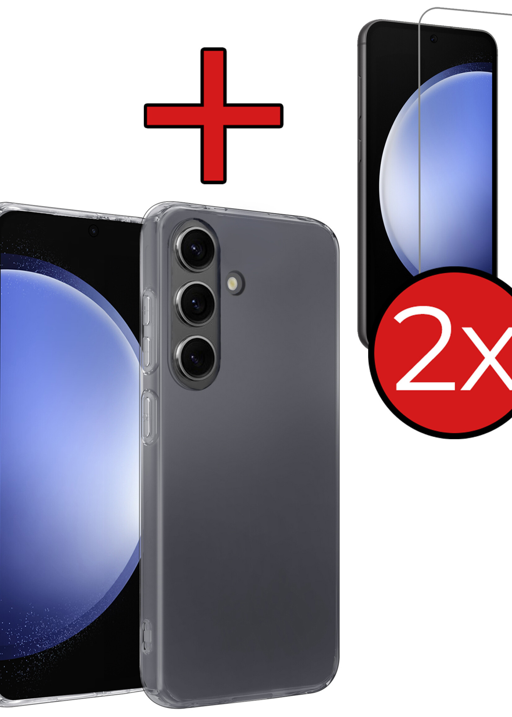 BTH Hoesje Geschikt voor Samsung S23 FE Hoesje Siliconen Case Hoes Met 2x Screenprotector - Hoes Geschikt voor Samsung Galaxy S23 FE Hoes Cover Case - Transparant