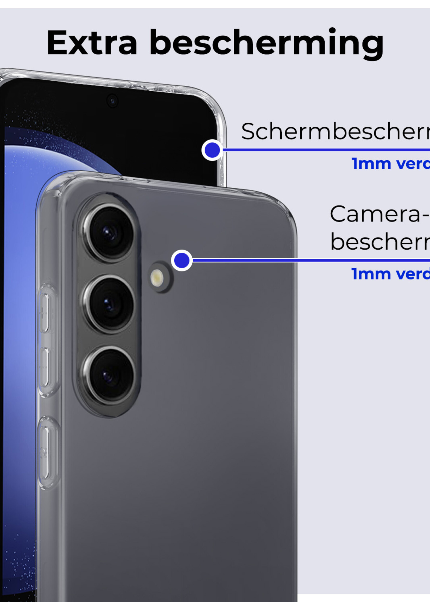 BTH Hoesje Geschikt voor Samsung S23 FE Hoesje Siliconen Case Hoes Met 2x Screenprotector - Hoes Geschikt voor Samsung Galaxy S23 FE Hoes Cover Case - Transparant
