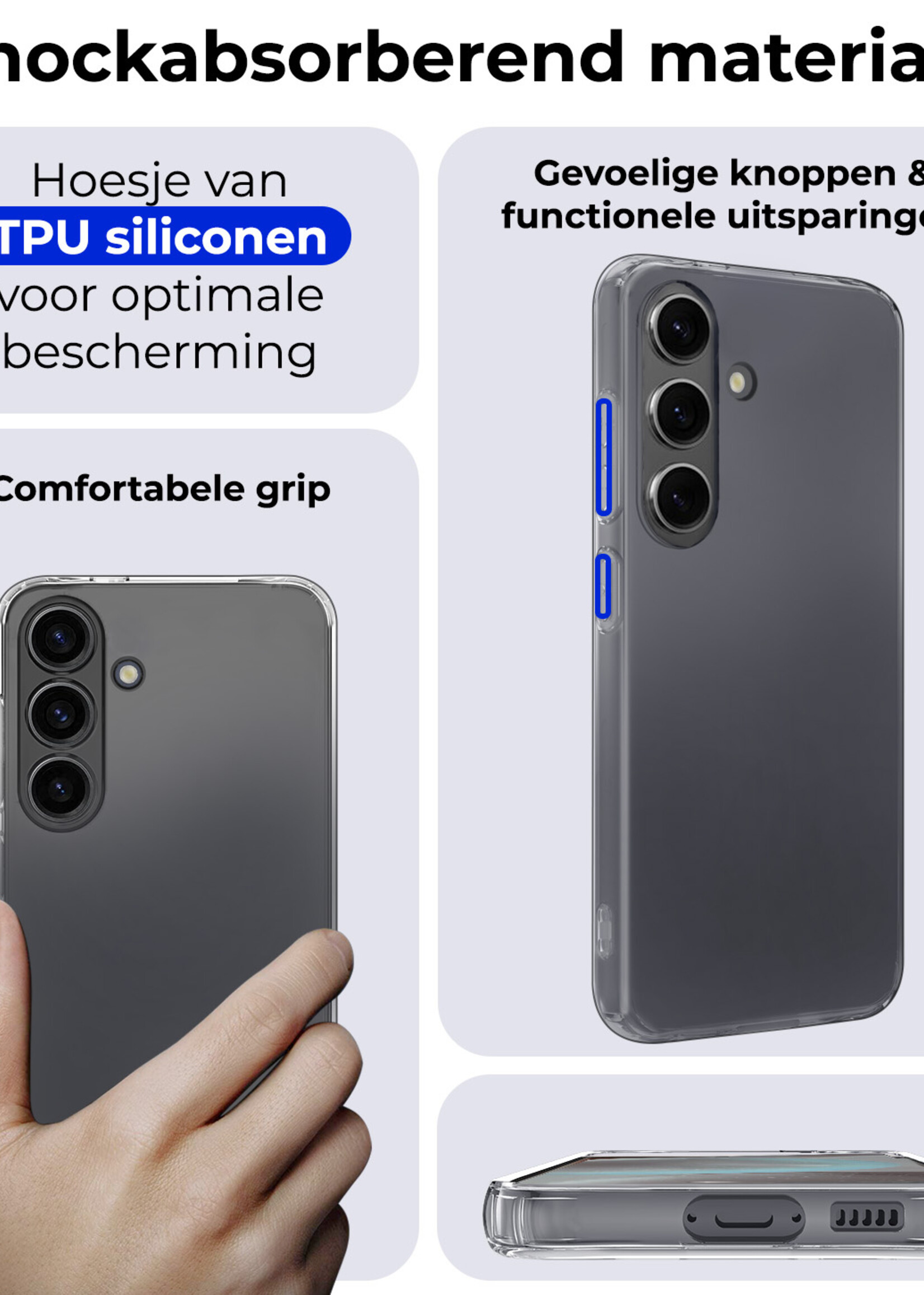 BTH Hoesje Geschikt voor Samsung S23 FE Hoesje Siliconen Case Hoes Met 2x Screenprotector - Hoes Geschikt voor Samsung Galaxy S23 FE Hoes Cover Case - Transparant
