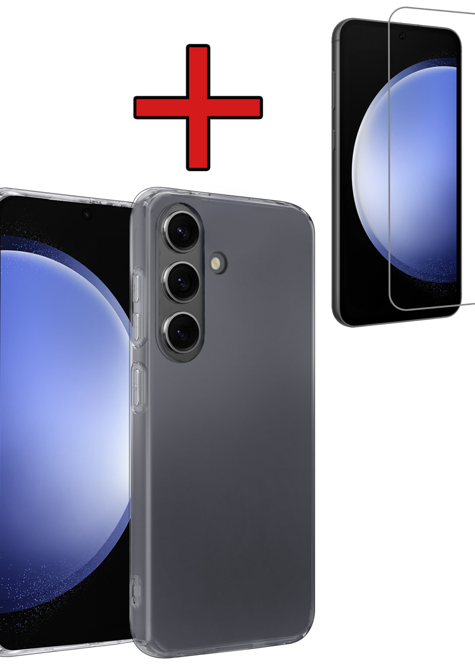 BTH Hoesje Geschikt voor Samsung S23 FE Hoesje Siliconen Case Hoes Met Screenprotector - Hoes Geschikt voor Samsung Galaxy S23 FE Hoes Cover Case - Transparant