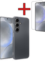 BTH BTH Samsung Galaxy S24 Hoesje Siliconen Met Screenprotector - Transparant