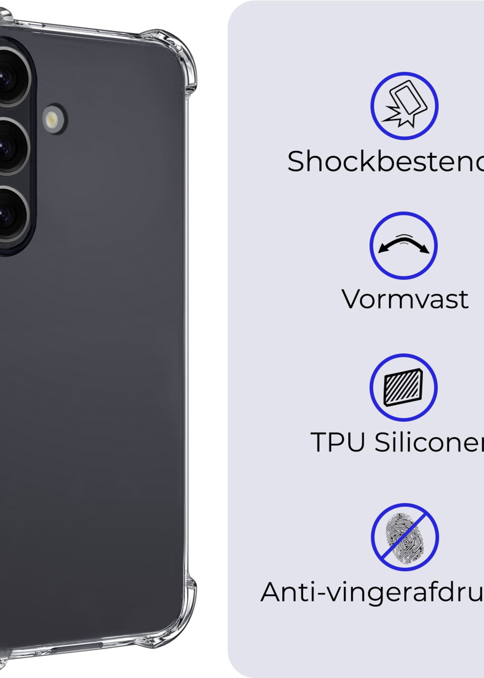 BTH Hoesje Geschikt voor Samsung S24 Plus Hoesje Siliconen Shock Proof Case Hoes - Hoes Geschikt voor Samsung Galaxy S24 Plus Hoes Cover Case Shockproof - Transparant