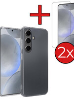BTH BTH Samsung Galaxy S24 Plus Hoesje Siliconen Met 2x Screenprotector - Transparant