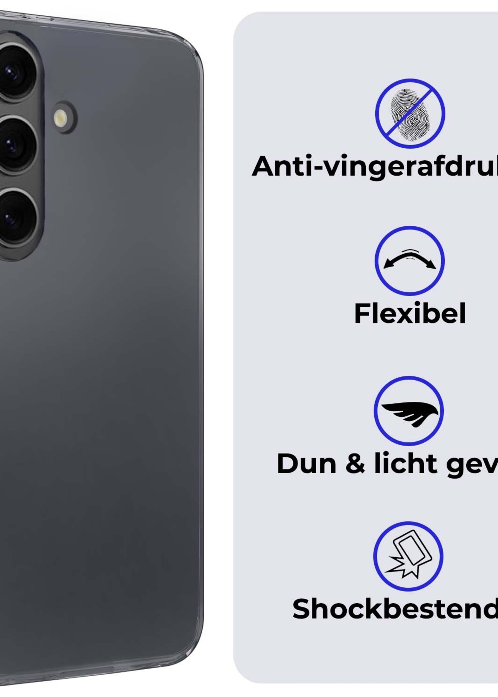 BTH Hoesje Geschikt voor Samsung S24 Plus Hoesje Siliconen Case Hoes Met 2x Screenprotector - Hoes Geschikt voor Samsung Galaxy S24 Plus Hoes Cover Case - Transparant