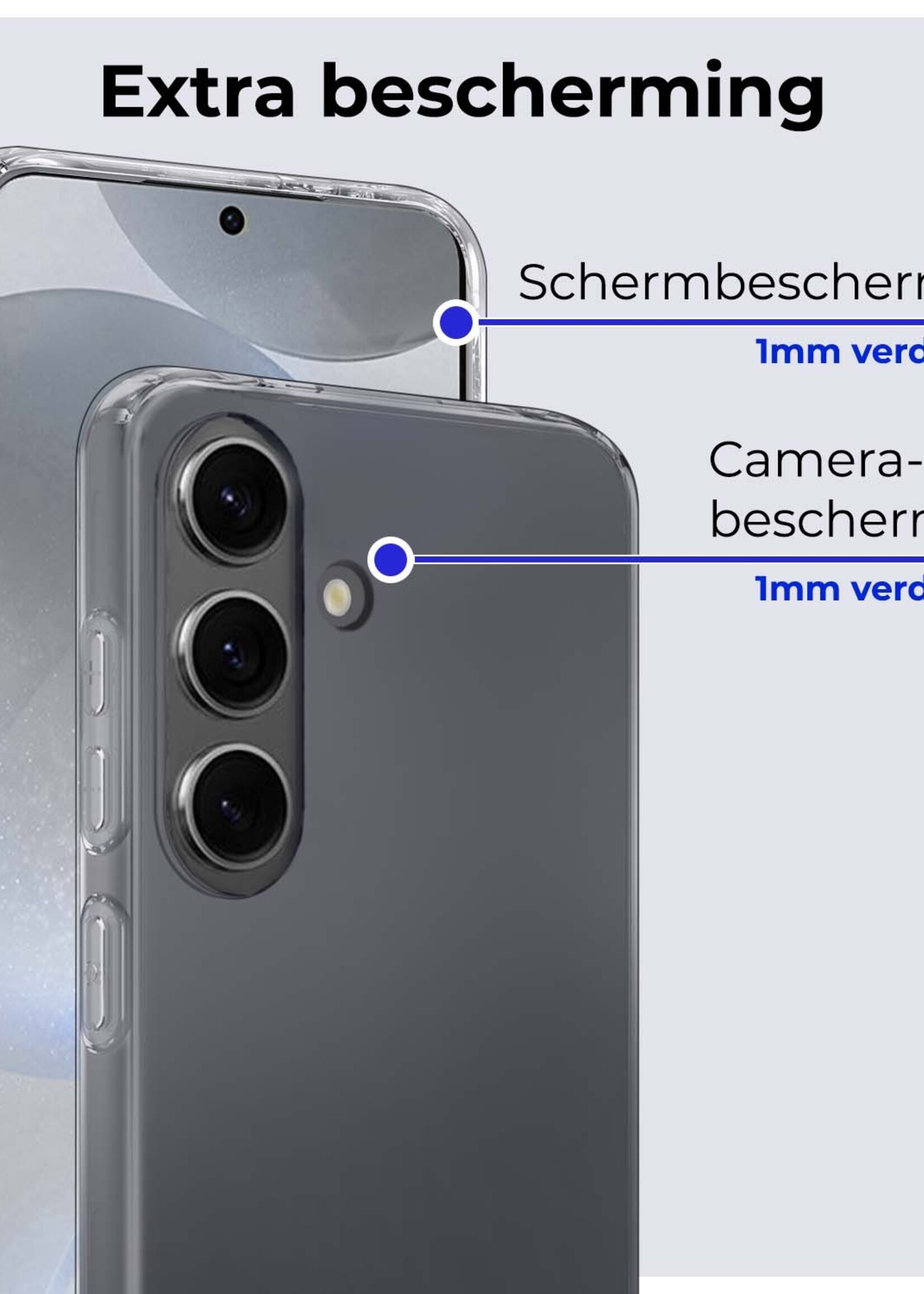 BTH Hoesje Geschikt voor Samsung S24 Plus Hoesje Siliconen Case Hoes Met 2x Screenprotector - Hoes Geschikt voor Samsung Galaxy S24 Plus Hoes Cover Case - Transparant