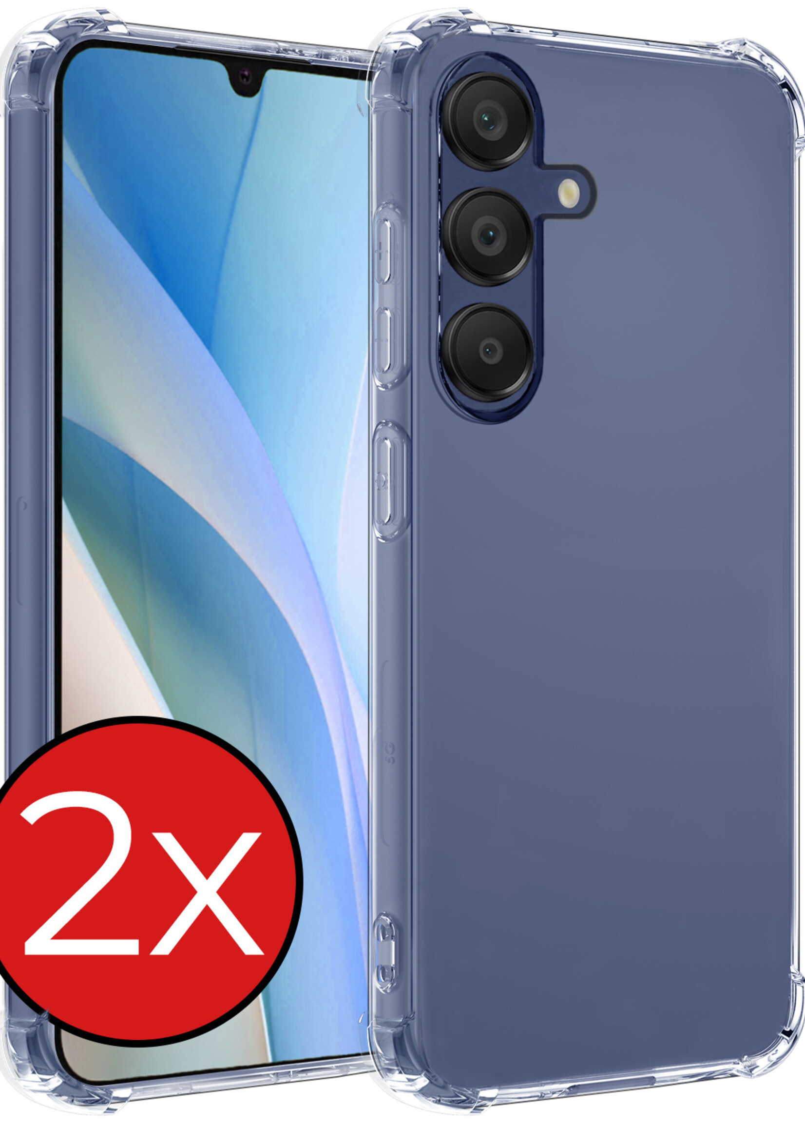 BTH Hoesje Geschikt voor Samsung A15 Hoesje Siliconen Shock Proof Case Hoes - Hoes Geschikt voor Samsung Galaxy A15 Hoes Cover Case Shockproof - Transparant - 2 PACK