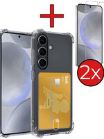 BTH BTH Samsung Galaxy S24 Plus Hoesje Pashouder Met 2x Screenprotector Met Dichte Notch