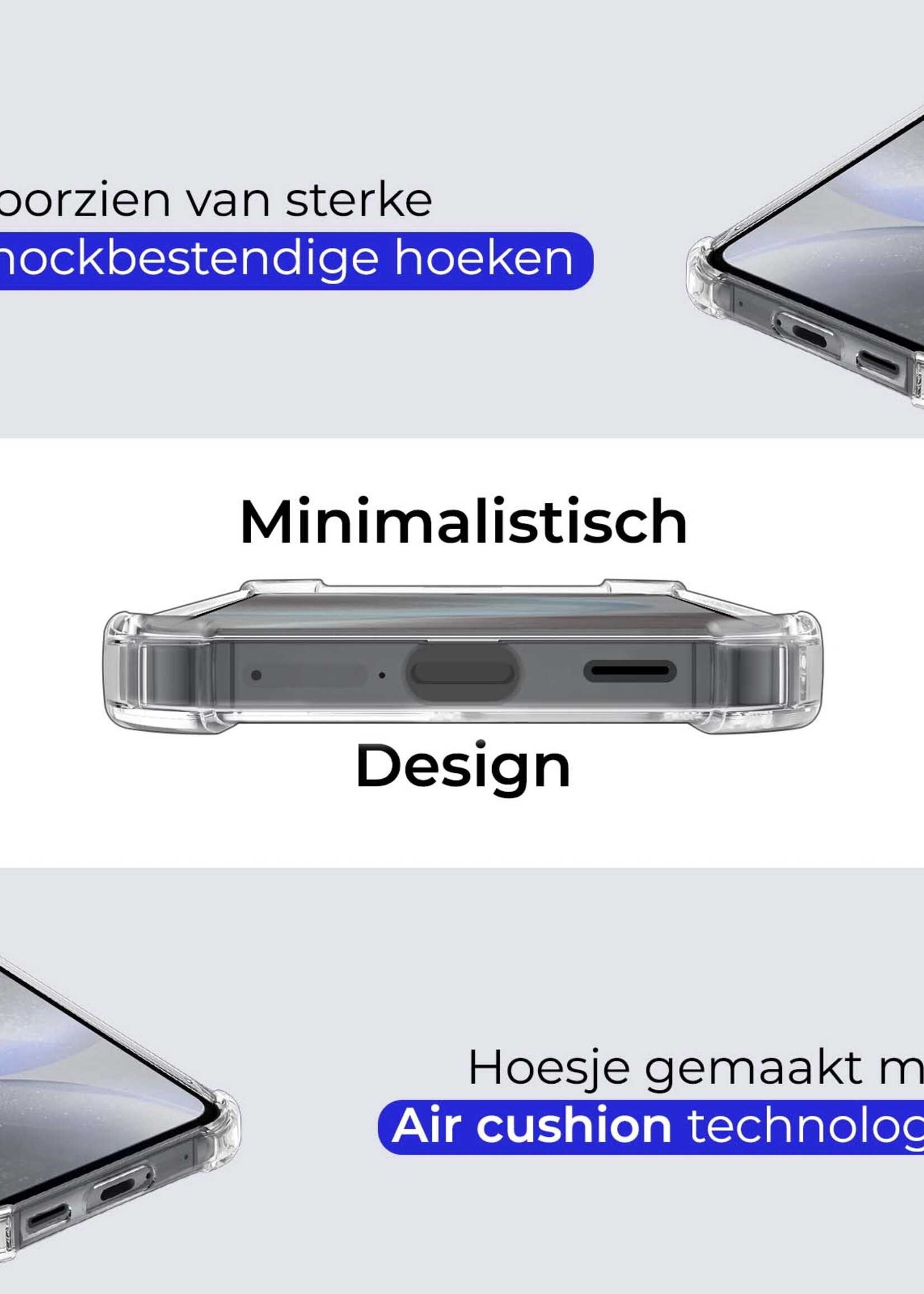 BTH Hoesje Geschikt voor Samsung S24 Hoesje Met Pasjeshouder Siliconen Case Met Kaarthouder - Hoes Geschikt voor Samsung Galaxy S24 Hoesje Shock Proof Case - Transparant - 2 PACK