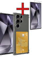 BTH BTH Samsung Galaxy S24 Ultra Hoesje Pashouder Met Screenprotector Met Dichte Notch