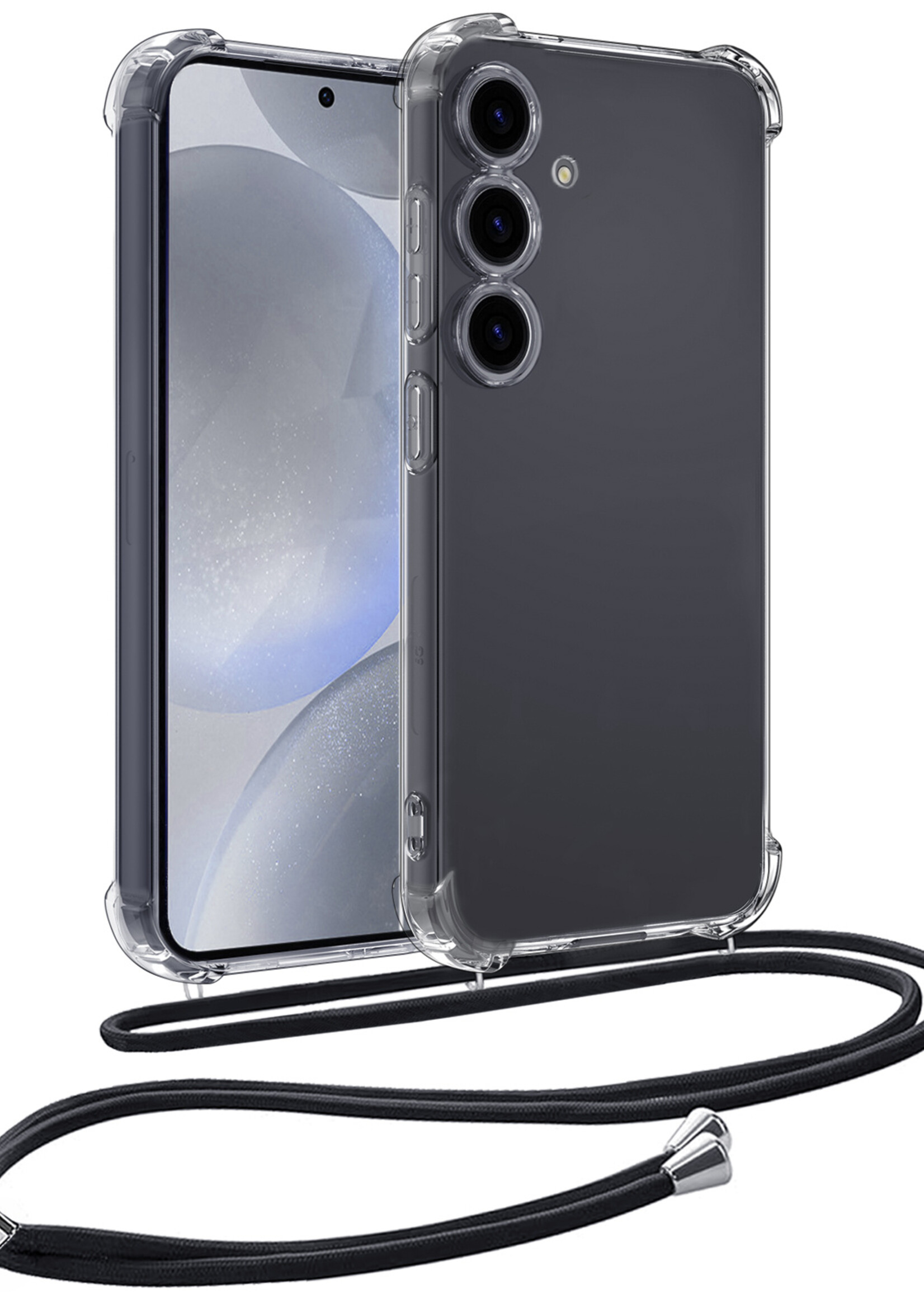 BTH Hoesje Geschikt voor Samsung S24 Plus Hoesje Siliconen Shock Proof Hoesje Met Koord Case Met Telefoonkoord - Hoes Geschikt voor Samsung Galaxy S24 Plus Hoesje Cover Shockproof Met Koord - Transparant