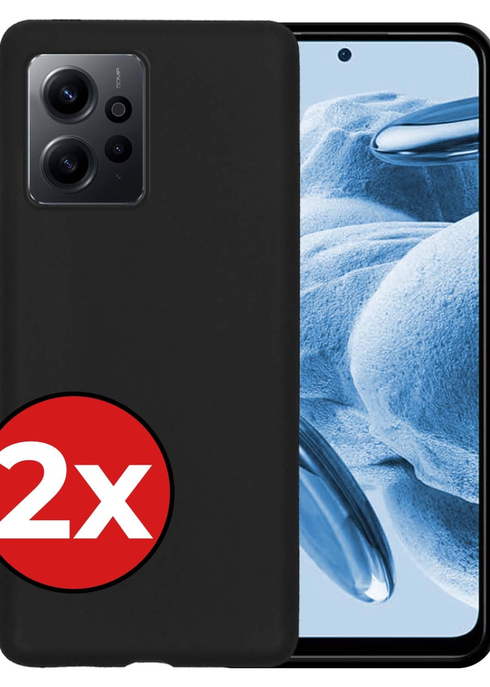 BTH Hoesje Geschikt voor Xiaomi Redmi Note 12 4G Hoesje Siliconen Case Hoes - Hoes Geschikt voor Xiaomi Redmi Note 12 4G Hoes Cover Case - Zwart - 2 PACK