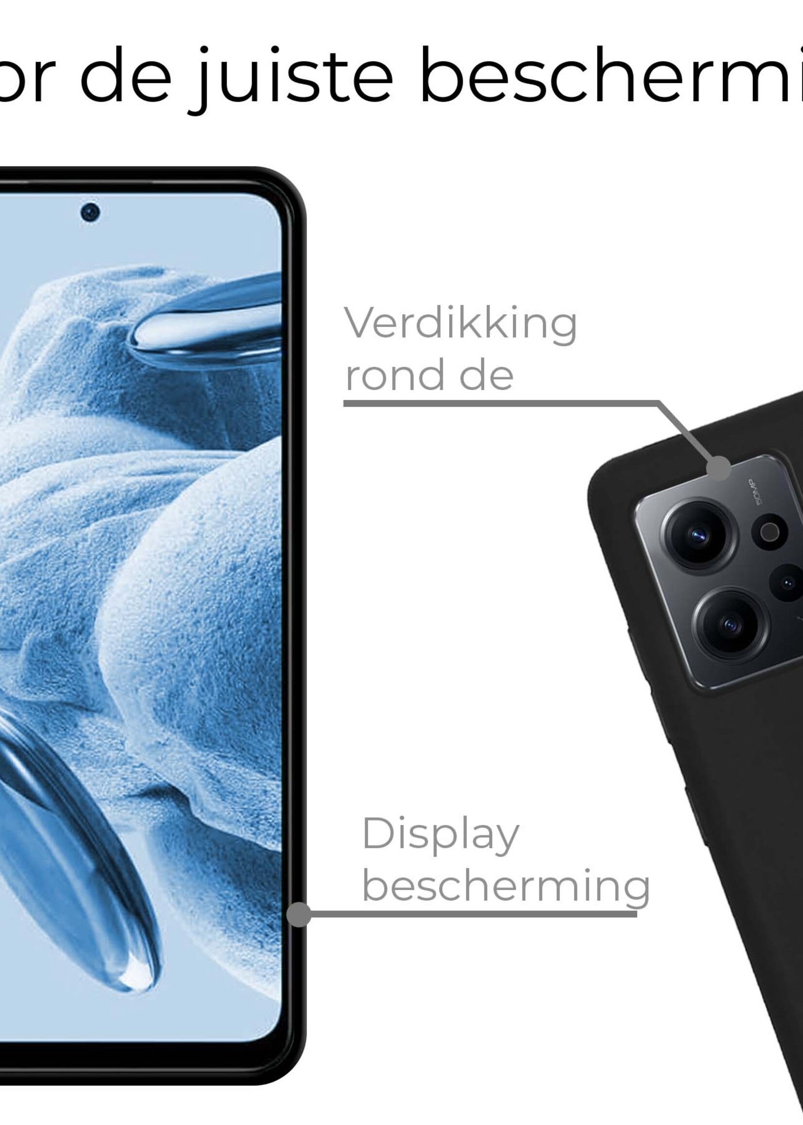 BTH Hoesje Geschikt voor Xiaomi Redmi Note 12 4G Hoesje Siliconen Case Hoes Met Screenprotector - Hoes Geschikt voor Xiaomi Redmi Note 12 4G Hoes Cover Case - Zwart