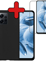 BTH BTH Xiaomi Redmi Note 12 5G Hoesje Siliconen Met Screenprotector - Zwart