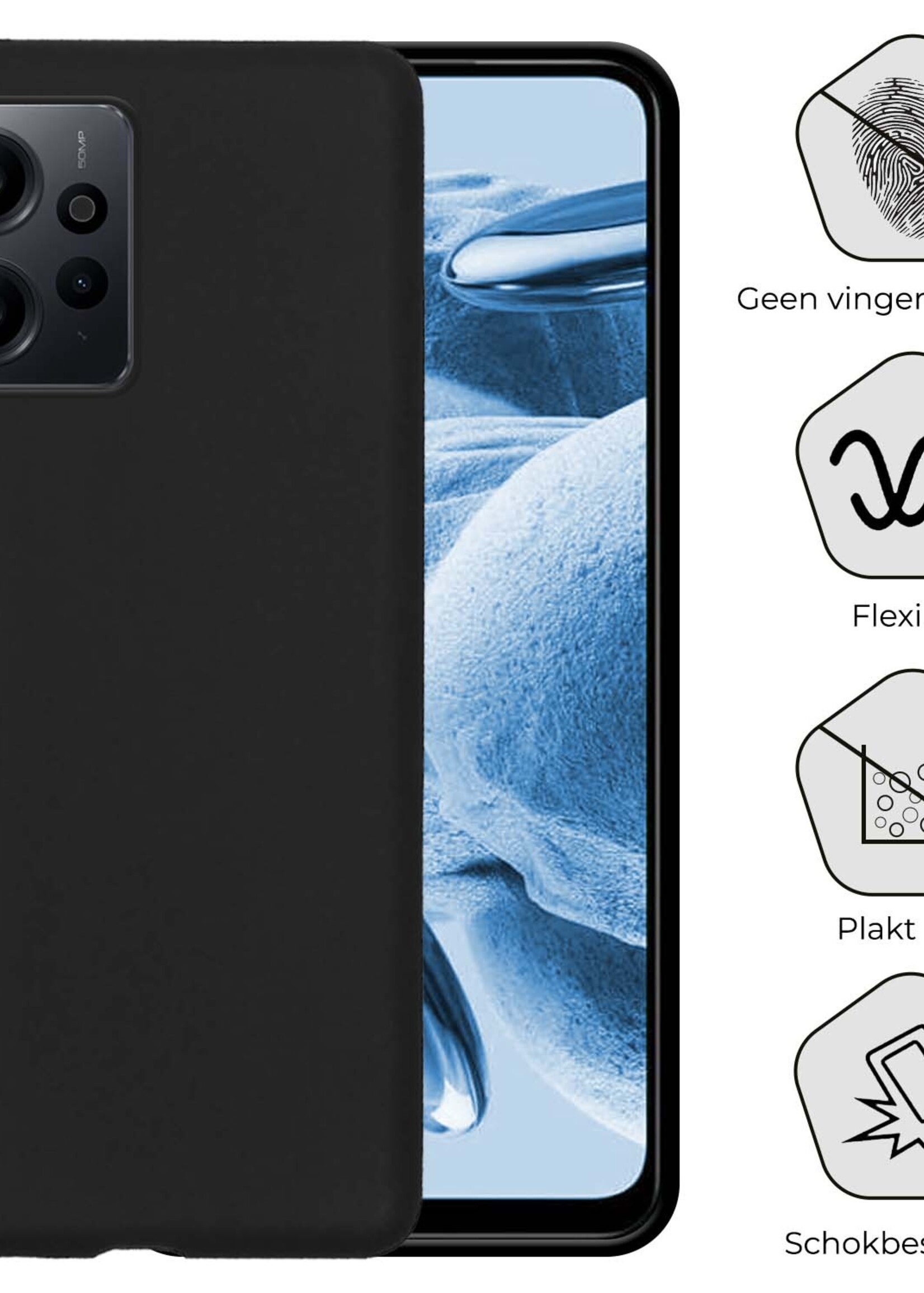 BTH Hoesje Geschikt voor Xiaomi Redmi Note 12 5G Hoesje Siliconen Case Hoes Met Screenprotector - Hoes Geschikt voor Xiaomi Redmi Note 12 5G Hoes Cover Case - Zwart