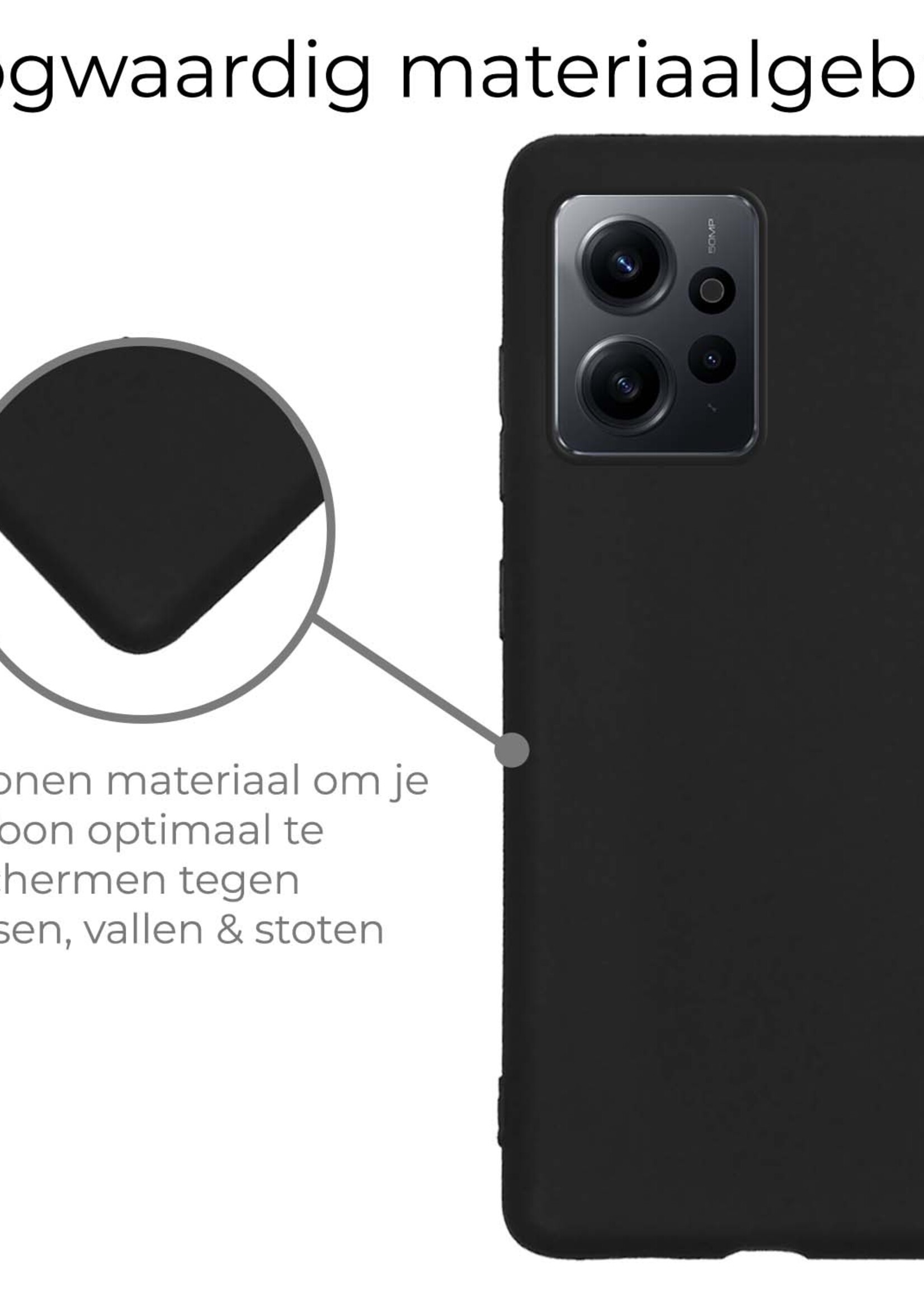 BTH Hoesje Geschikt voor Xiaomi Redmi Note 12 5G Hoesje Siliconen Case Hoes Met Screenprotector - Hoes Geschikt voor Xiaomi Redmi Note 12 5G Hoes Cover Case - Zwart