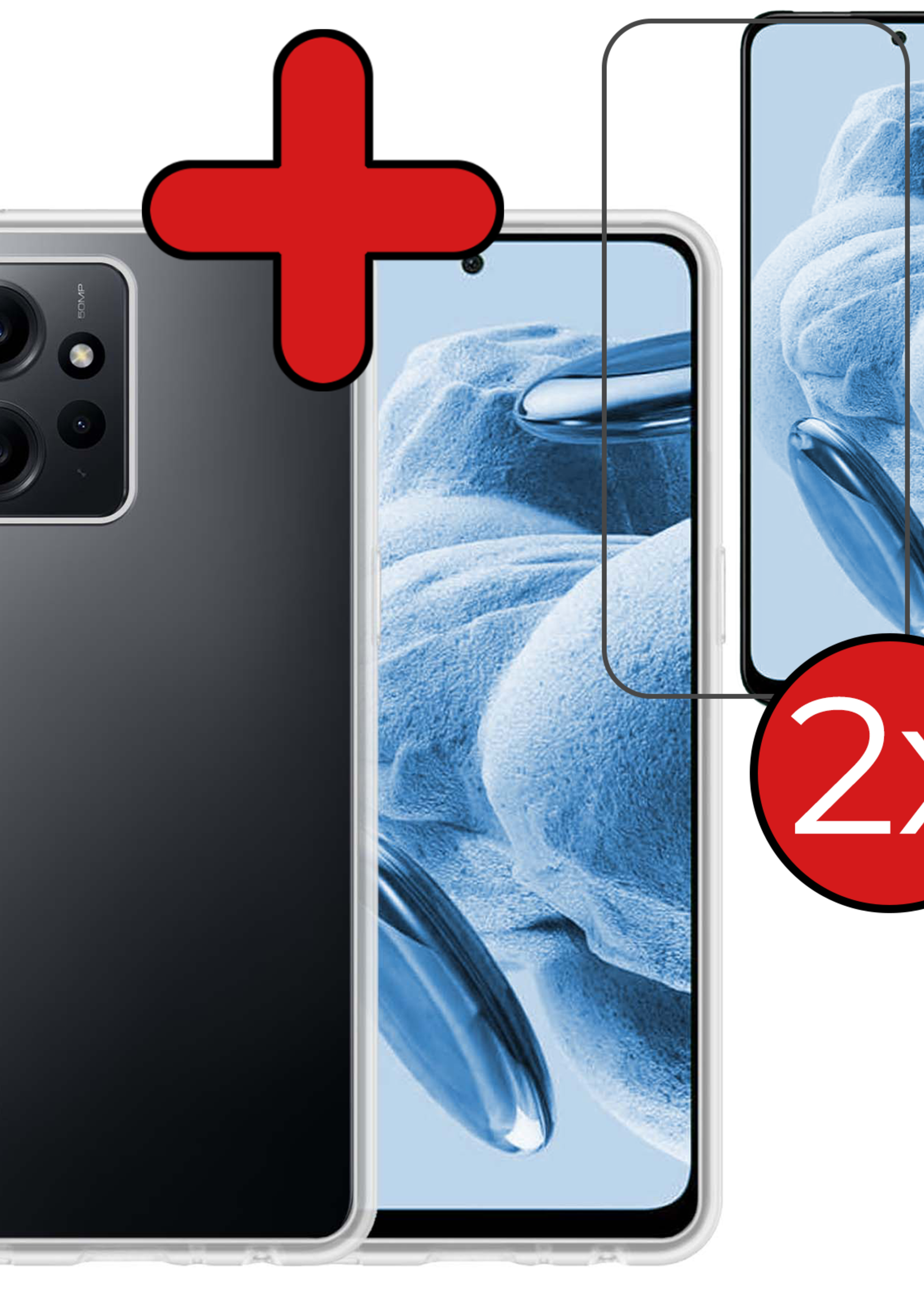 BTH Hoesje Geschikt voor Xiaomi Redmi Note 12 5G Hoesje Siliconen Case Hoes Met 2x Screenprotector - Hoes Geschikt voor Xiaomi Redmi Note 12 5G Hoes Cover Case - Transparant