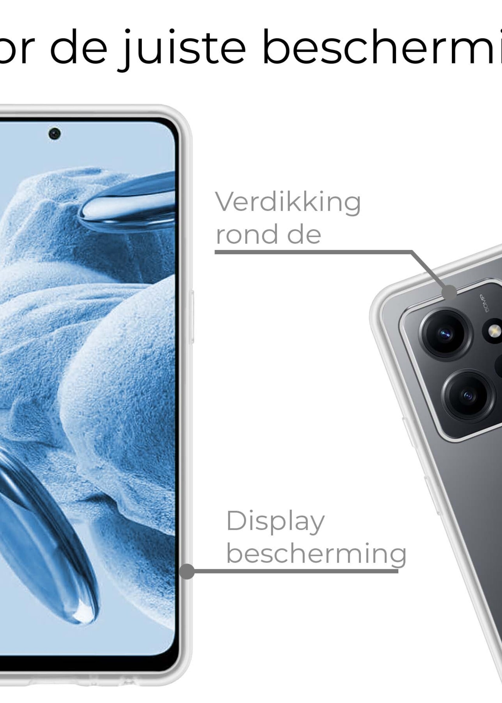 BTH Hoesje Geschikt voor Xiaomi Redmi Note 12 5G Hoesje Siliconen Case Hoes Met 2x Screenprotector - Hoes Geschikt voor Xiaomi Redmi Note 12 5G Hoes Cover Case - Transparant
