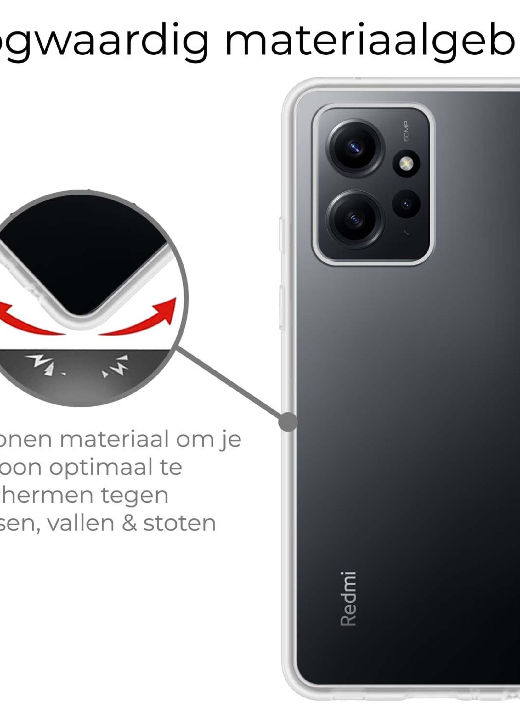 BTH Hoesje Geschikt voor Xiaomi Redmi Note 12 5G Hoesje Siliconen Case Hoes Met 2x Screenprotector - Hoes Geschikt voor Xiaomi Redmi Note 12 5G Hoes Cover Case - Transparant