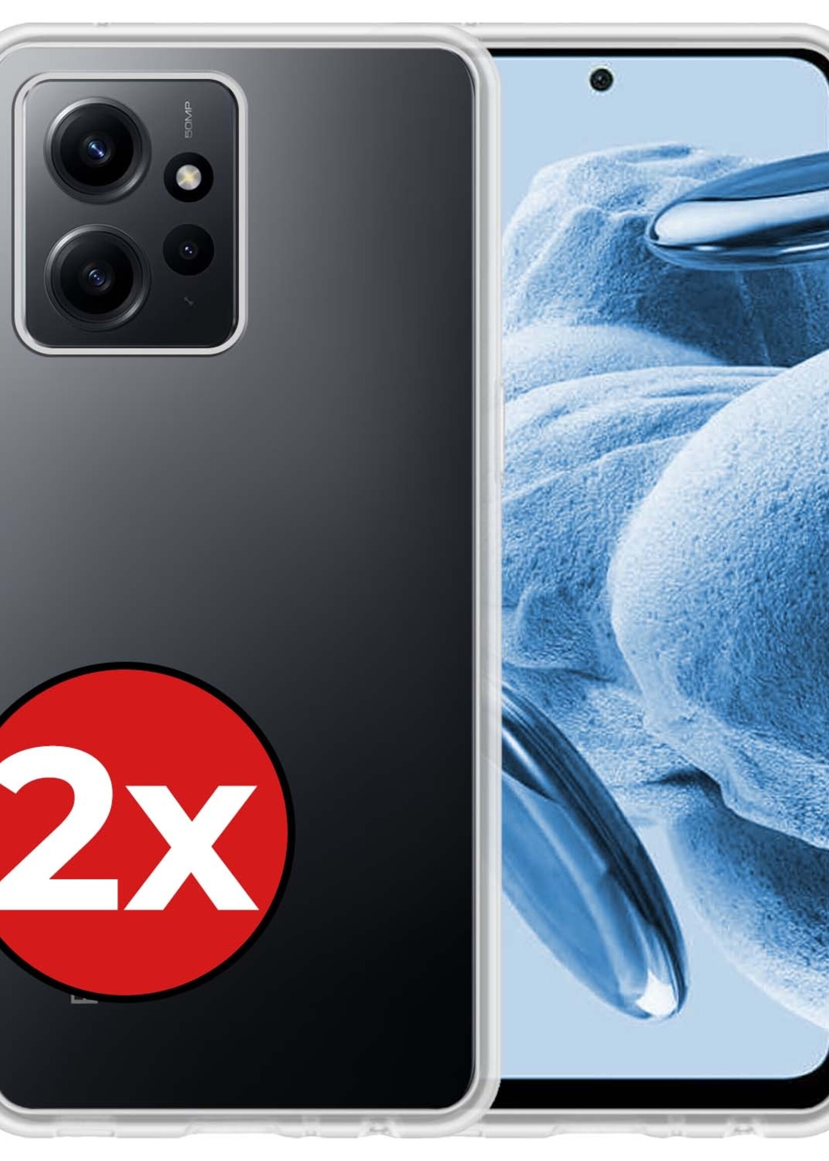 BTH Hoesje Geschikt voor Xiaomi Redmi Note 12 5G Hoesje Siliconen Case Hoes - Hoes Geschikt voor Xiaomi Redmi Note 12 5G Hoes Cover Case - Transparant - 2 PACK