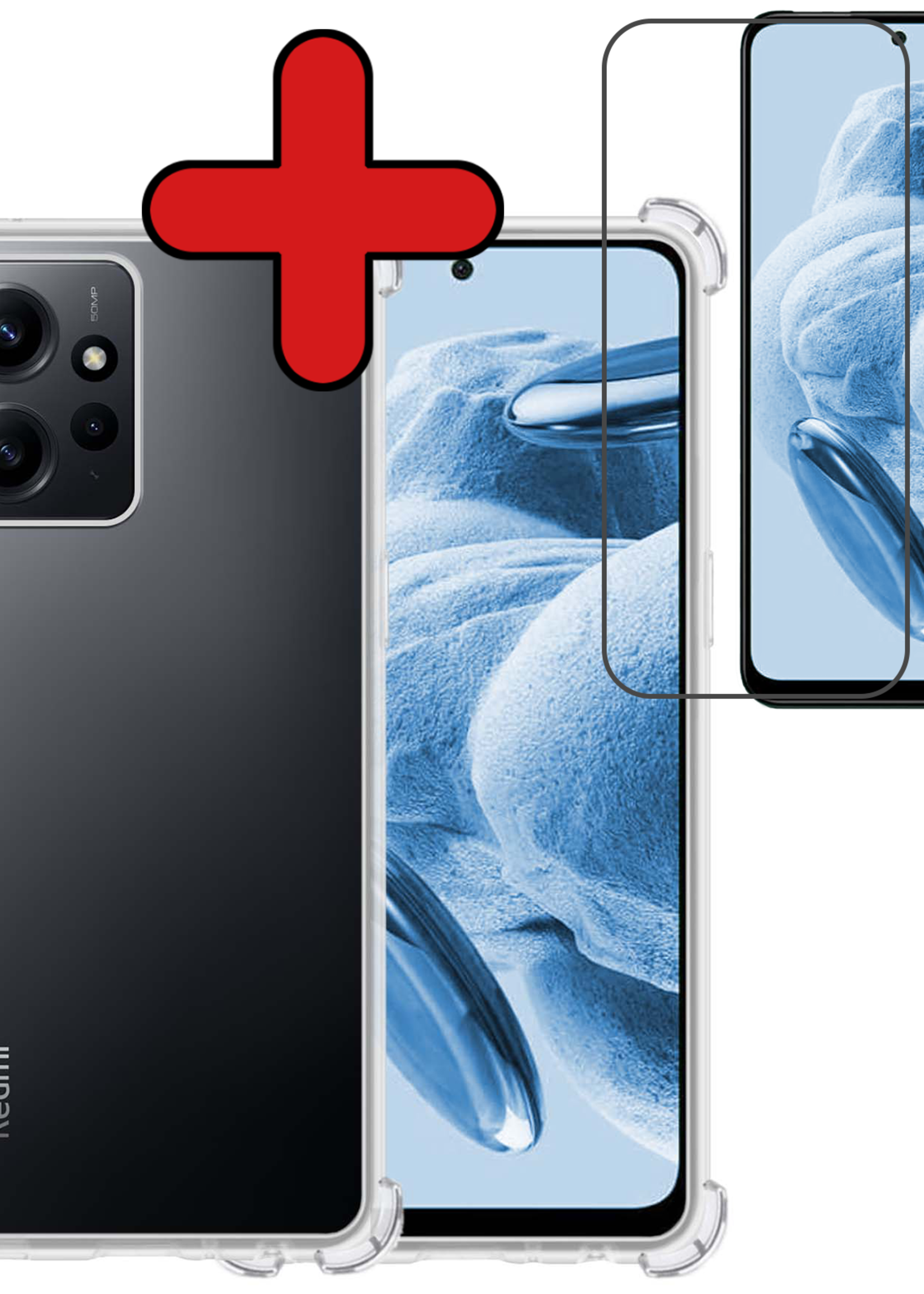 BTH Hoesje Geschikt voor Xiaomi Redmi Note 12 4G Hoesje Siliconen Shock Proof Case Hoes Met Screenprotector - Hoes Geschikt voor Xiaomi Redmi Note 12 4G Hoes Cover Case Shockproof - Transparant