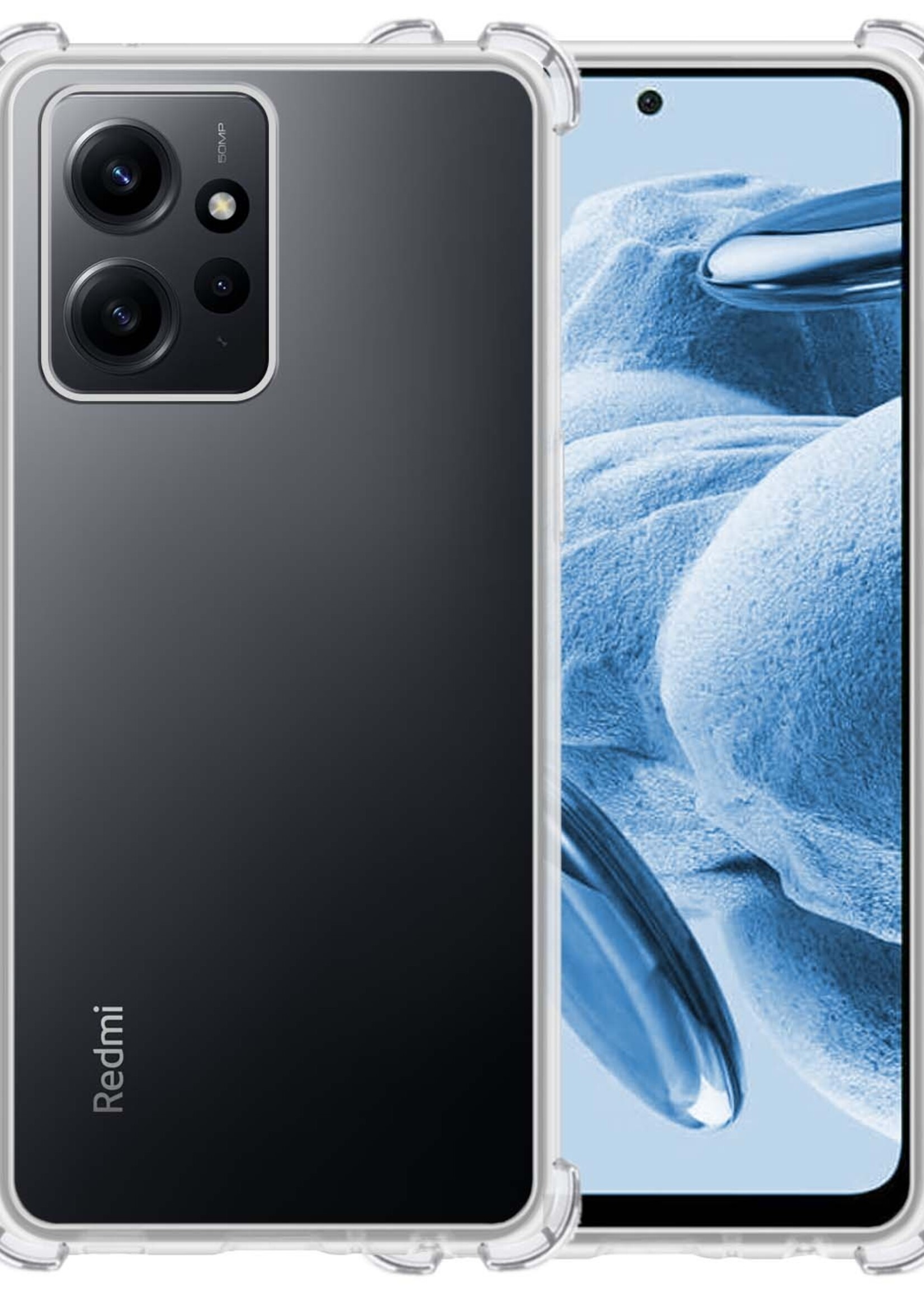 BTH Hoesje Geschikt voor Xiaomi Redmi Note 12 5G Hoesje Siliconen Shock Proof Case Hoes - Hoes Geschikt voor Xiaomi Redmi Note 12 5G Hoes Cover Case Shockproof - Transparant