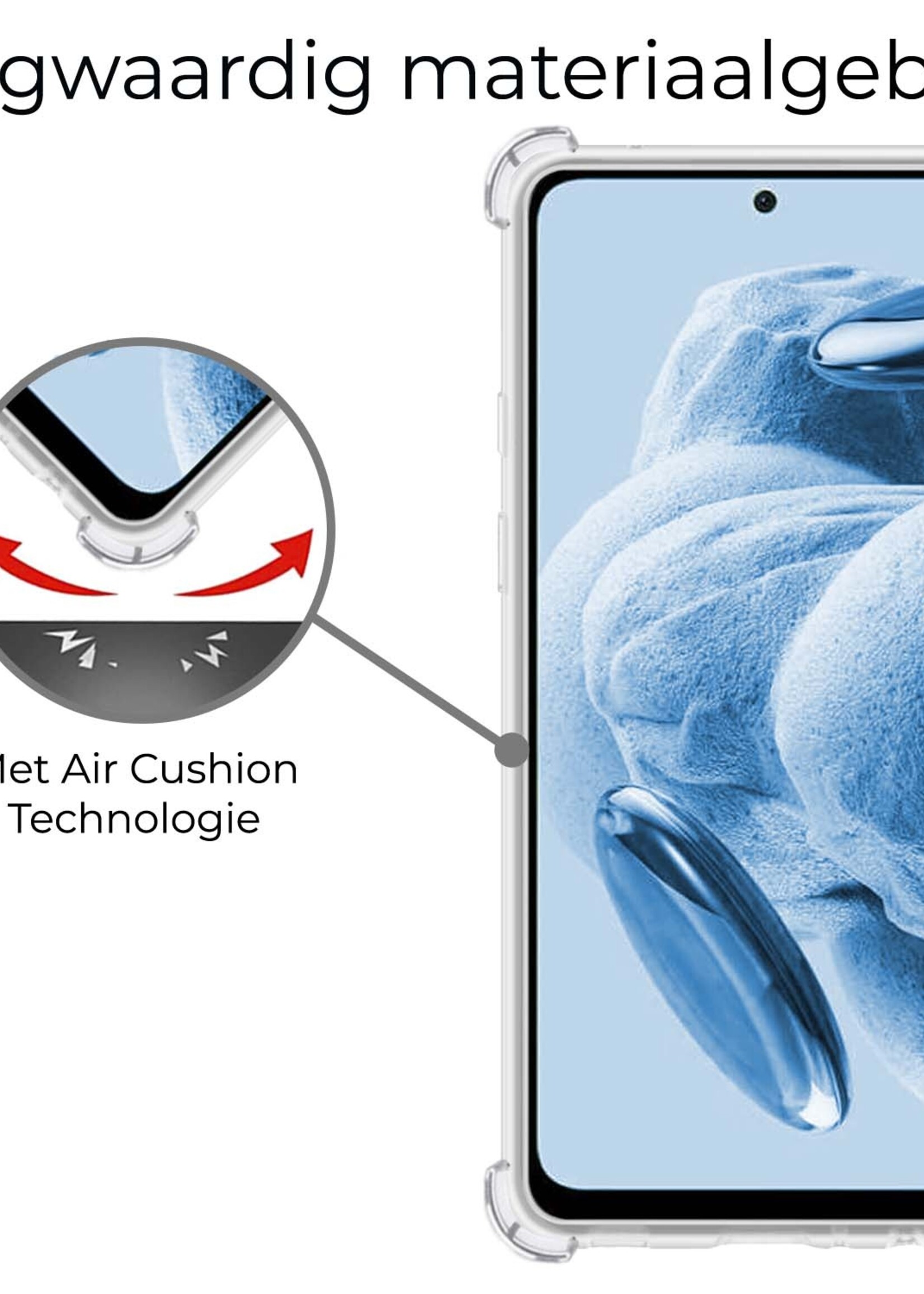 BTH Hoesje Geschikt voor Xiaomi Redmi Note 12 5G Hoesje Siliconen Shock Proof Case Hoes Met 2x Screenprotector - Hoes Geschikt voor Xiaomi Redmi Note 12 5G Hoes Cover Case Shockproof - Transparant