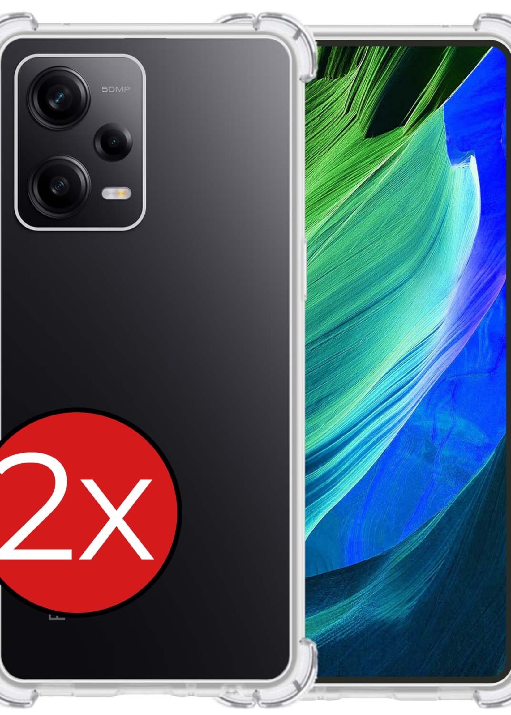 BTH Hoesje Geschikt voor Xiaomi Redmi Note 12 Pro Hoesje Siliconen Shock Proof Case Hoes - Hoes Geschikt voor Xiaomi Redmi Note 12 Pro Hoes Cover Case Shockproof - Transparant - 2 PACK