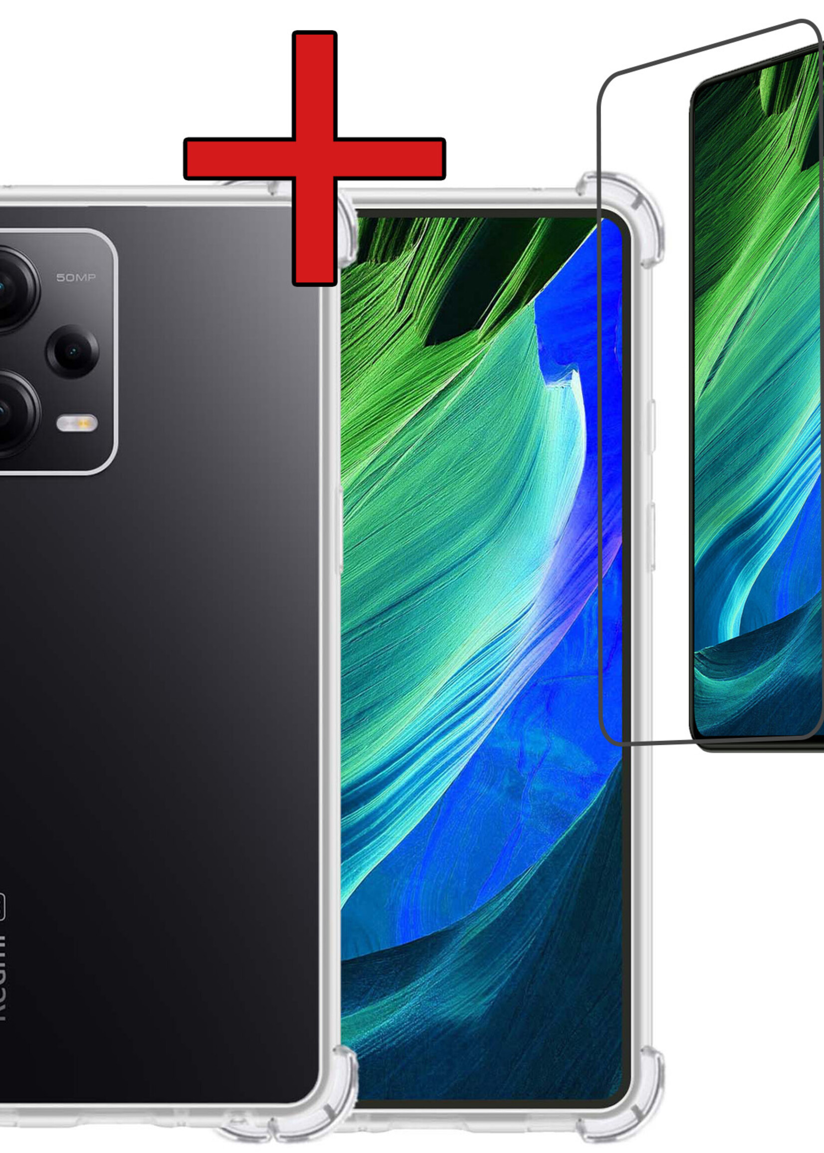 BTH Hoesje Geschikt voor Xiaomi Redmi Note 12 Pro Hoesje Siliconen Shock Proof Case Hoes Met Screenprotector - Hoes Geschikt voor Xiaomi Redmi Note 12 Pro Hoes Cover Case Shockproof - Transparant