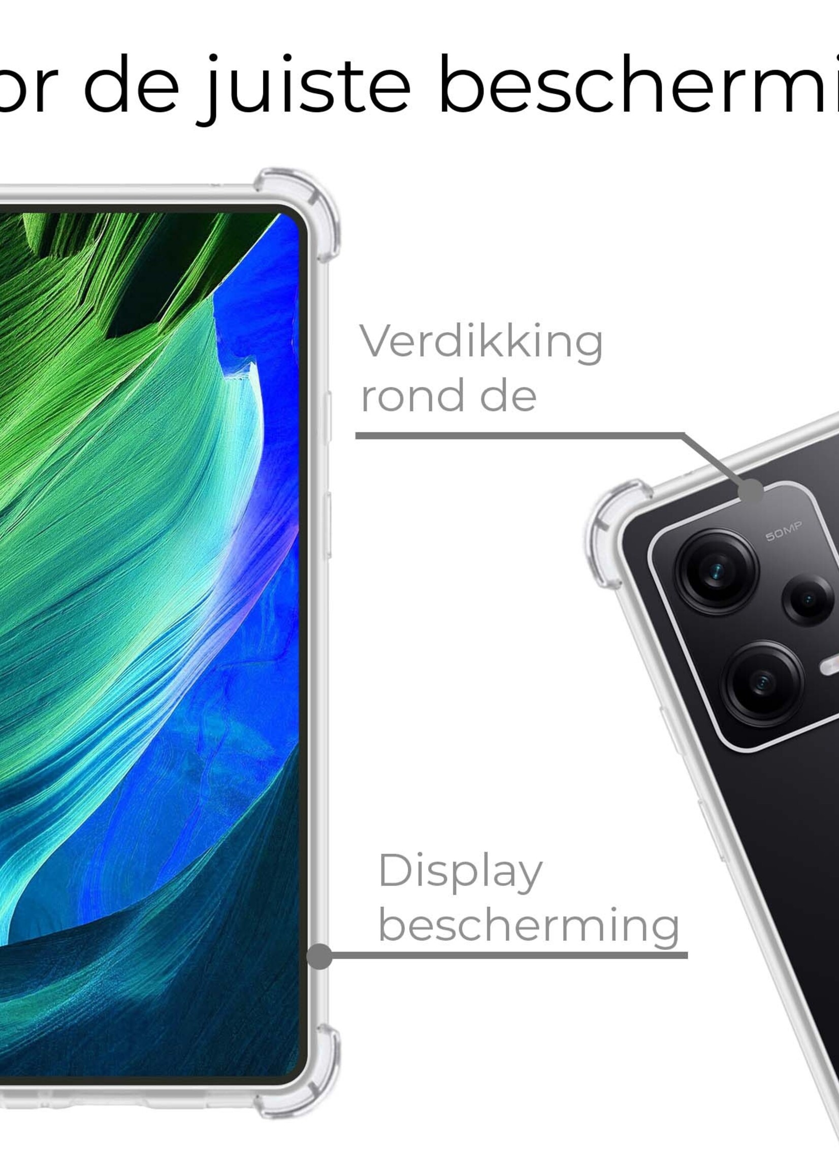BTH Hoesje Geschikt voor Xiaomi Redmi Note 12 Pro Hoesje Siliconen Shock Proof Case Hoes Met Screenprotector - Hoes Geschikt voor Xiaomi Redmi Note 12 Pro Hoes Cover Case Shockproof - Transparant