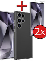 BTH BTH Samsung Galaxy S24 Ultra Hoesje Siliconen Met 2x Screenprotector - Transparant