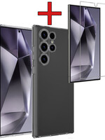 BTH BTH Samsung Galaxy S24 Ultra Hoesje Siliconen Met Screenprotector - Transparant