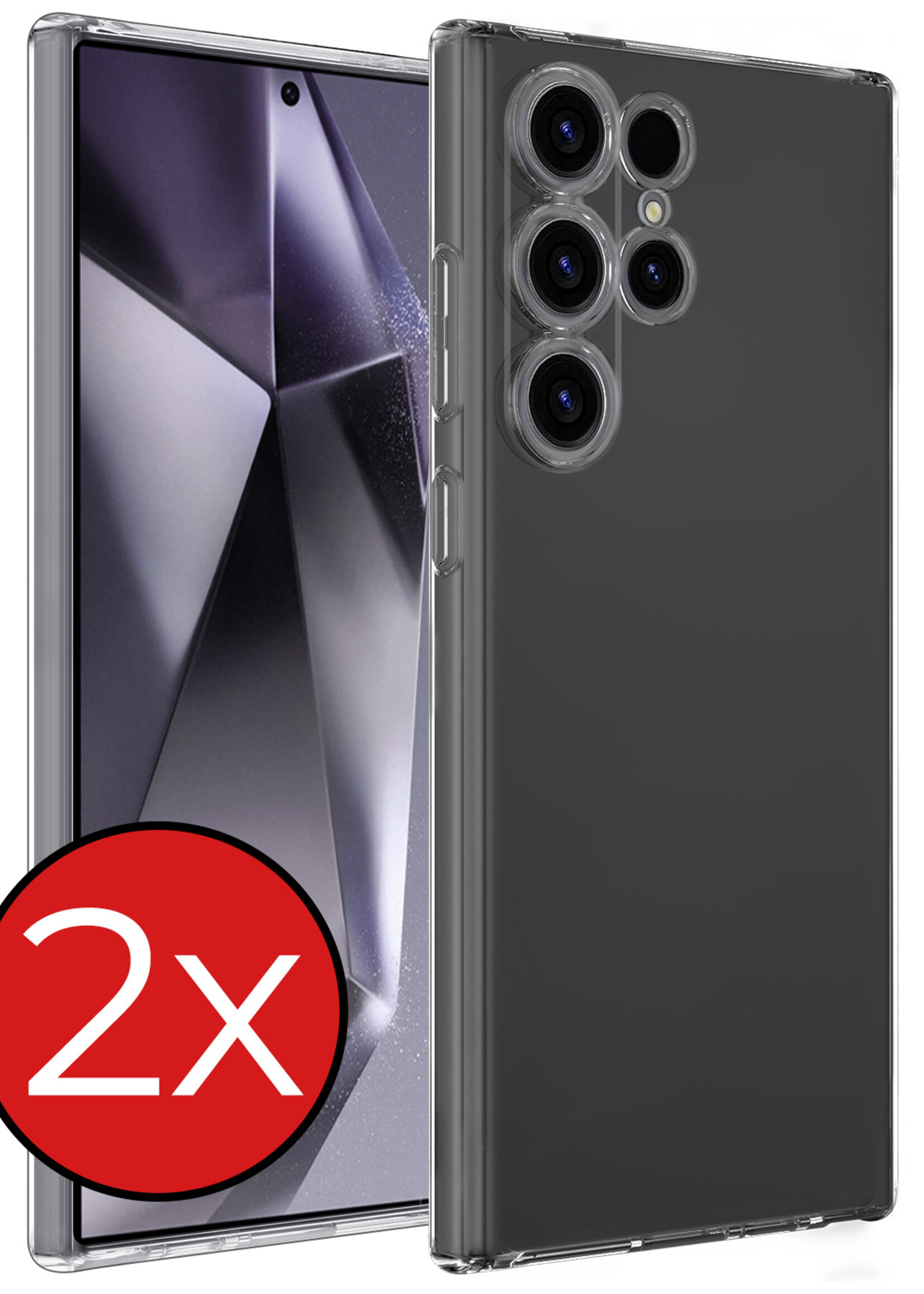 BTH Hoesje Geschikt voor Samsung S24 Ultra Hoesje Siliconen Case Hoes - Hoes Geschikt voor Samsung Galaxy S24 Ultra Hoes Cover Case - Transparant - 2 PACK