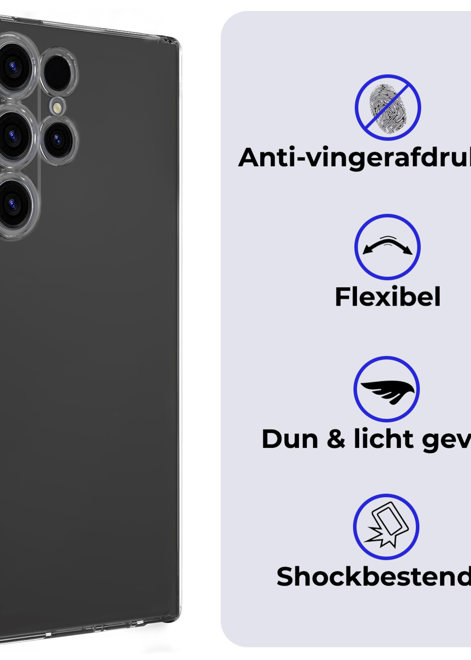 BTH Hoesje Geschikt voor Samsung S24 Ultra Hoesje Siliconen Case Hoes - Hoes Geschikt voor Samsung Galaxy S24 Ultra Hoes Cover Case - Transparant - 2 PACK