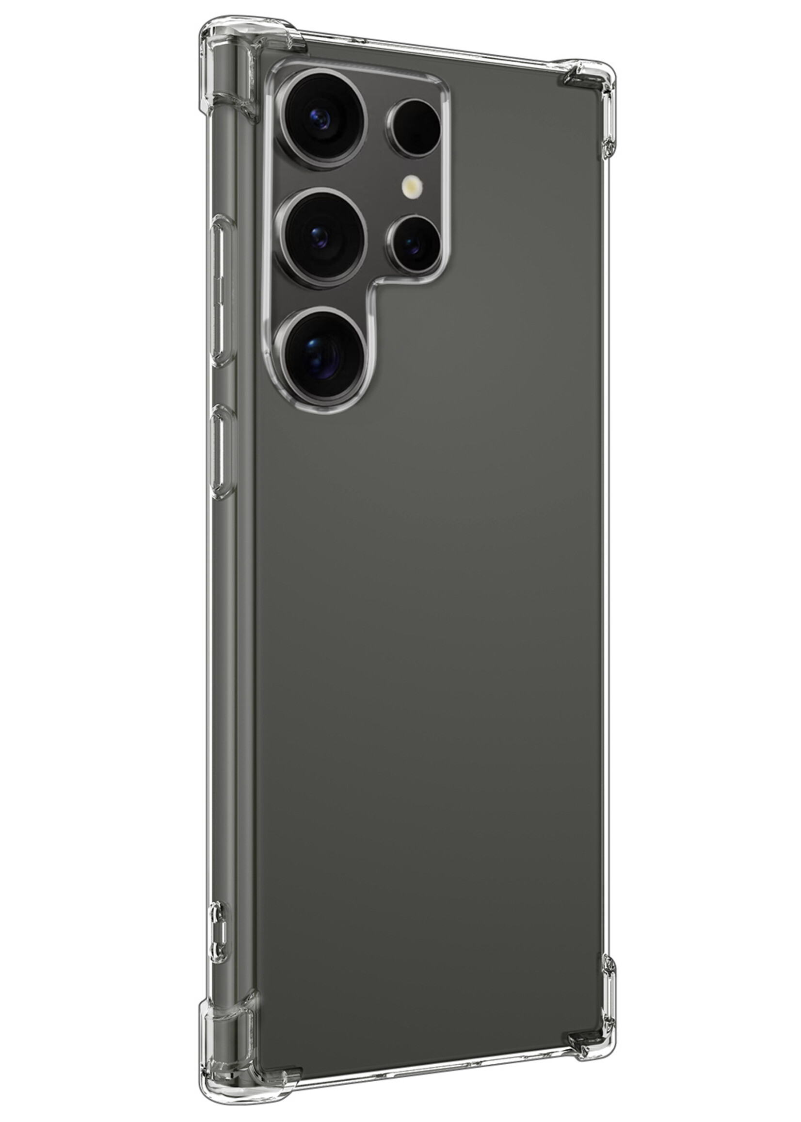 BTH Hoesje Geschikt voor Samsung S24 Ultra Hoesje Siliconen Shock Proof Case Hoes Met 2x Screenprotector - Hoes Geschikt voor Samsung Galaxy S24 Ultra Hoes Cover Case Shockproof - Transparant