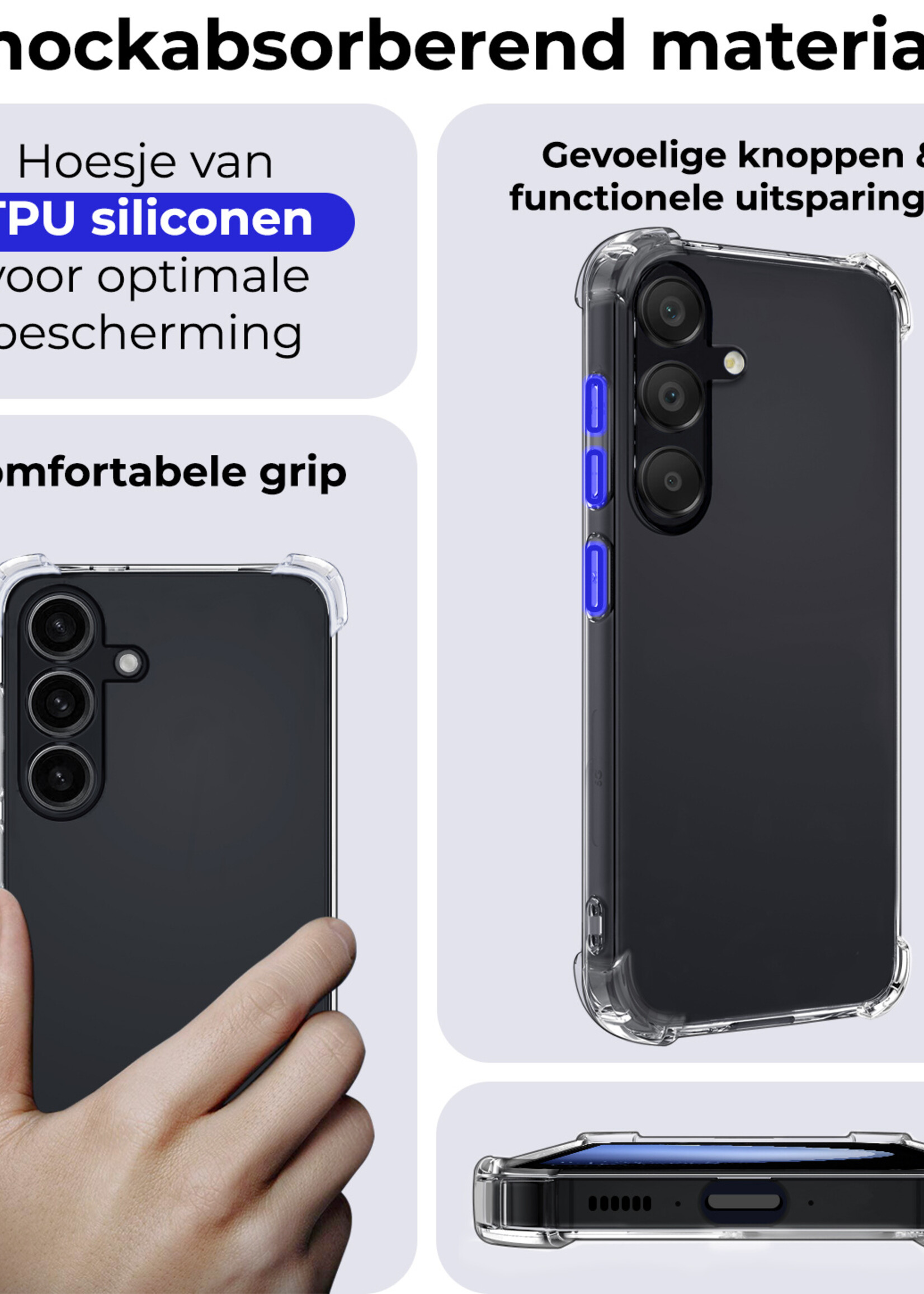 BTH Hoesje Geschikt voor Samsung S23 FE Hoesje Siliconen Shock Proof Case Hoes - Hoes Geschikt voor Samsung Galaxy S23 FE Hoes Cover Case Shockproof - Transparant