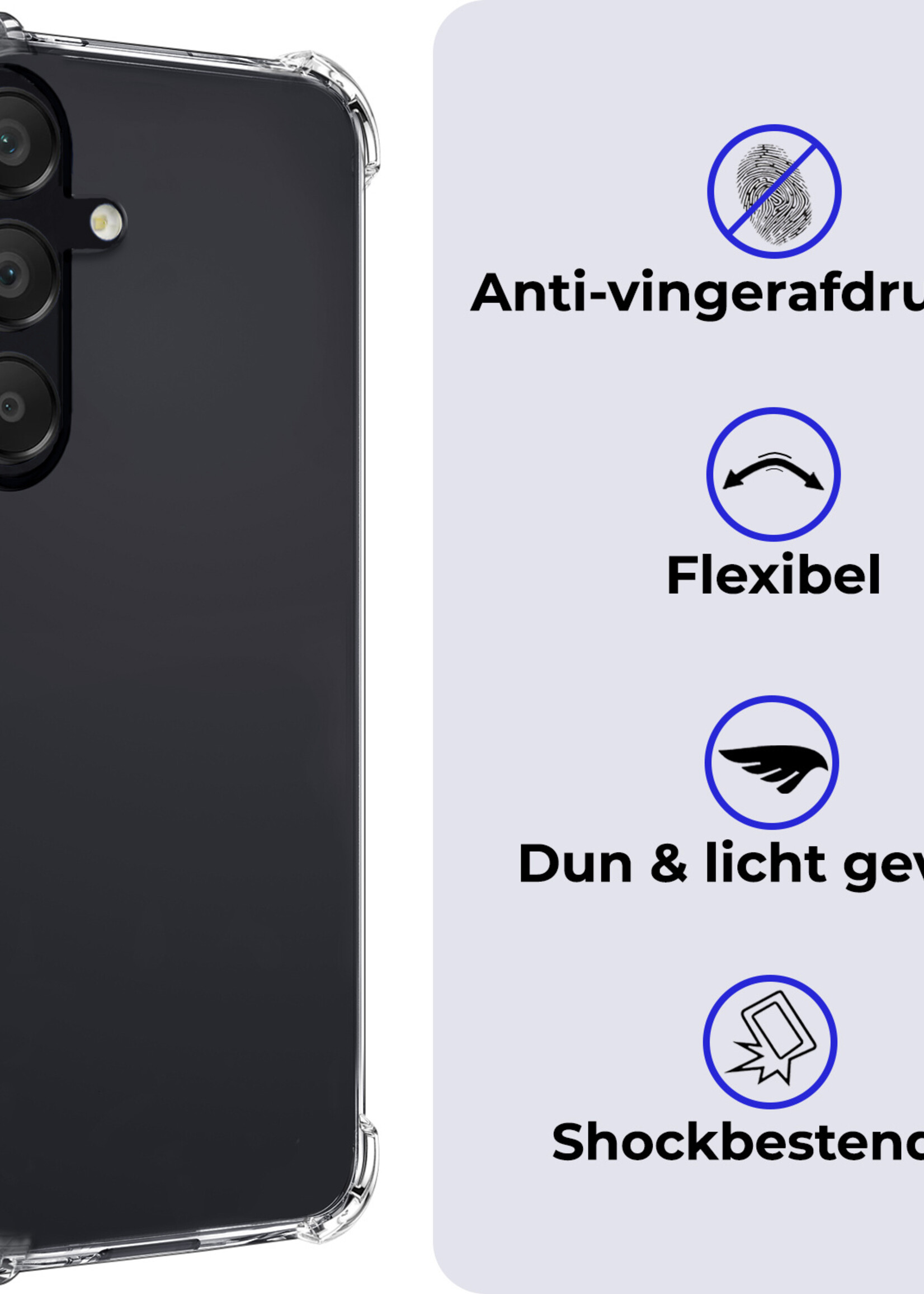 BTH Hoesje Geschikt voor Samsung S23 FE Hoesje Siliconen Shock Proof Case Hoes Met 2x Screenprotector - Hoes Geschikt voor Samsung Galaxy S23 FE Hoes Cover Case Shockproof - Transparant