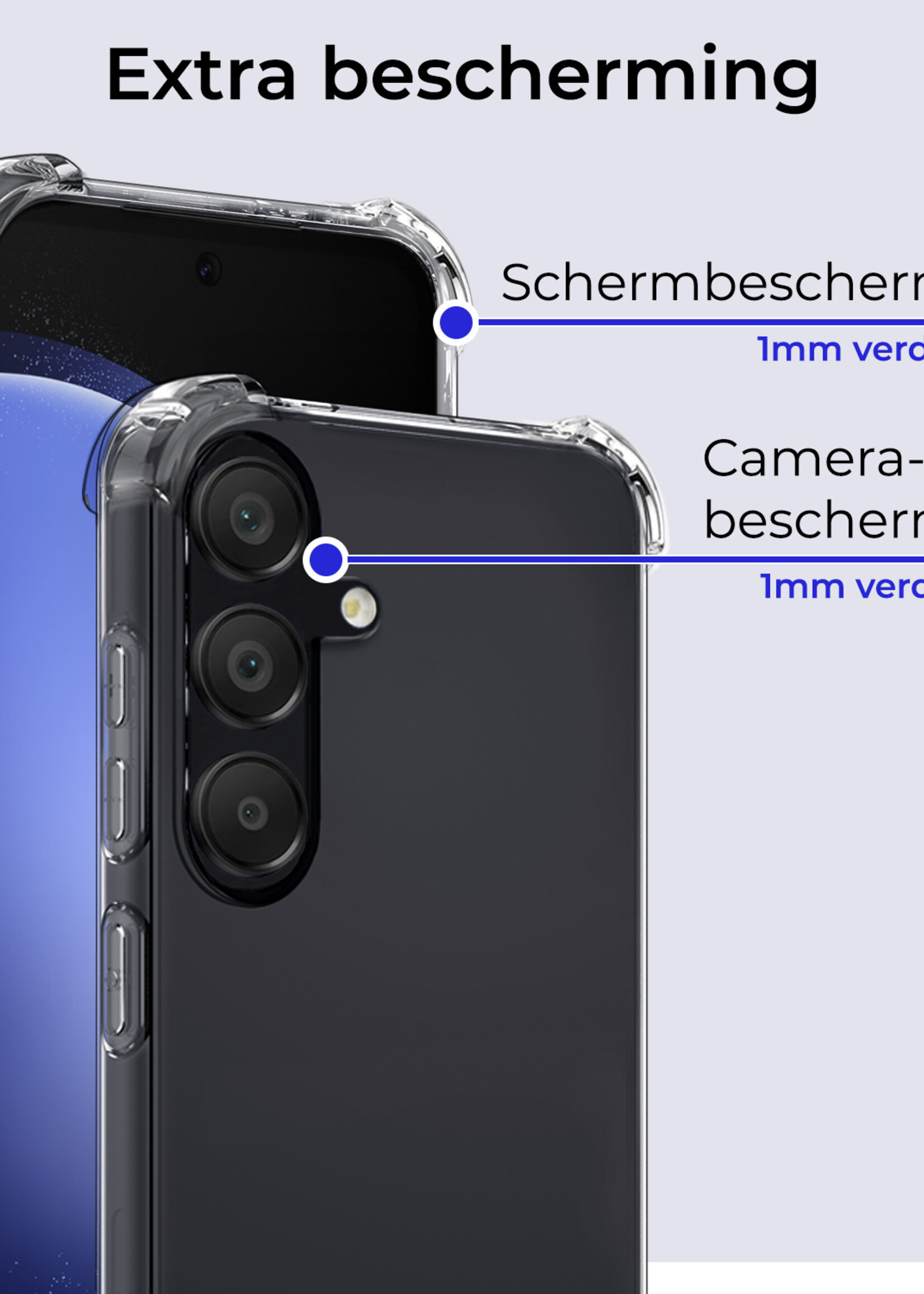 BTH Hoesje Geschikt voor Samsung S23 FE Hoesje Siliconen Shock Proof Case Hoes Met 2x Screenprotector - Hoes Geschikt voor Samsung Galaxy S23 FE Hoes Cover Case Shockproof - Transparant
