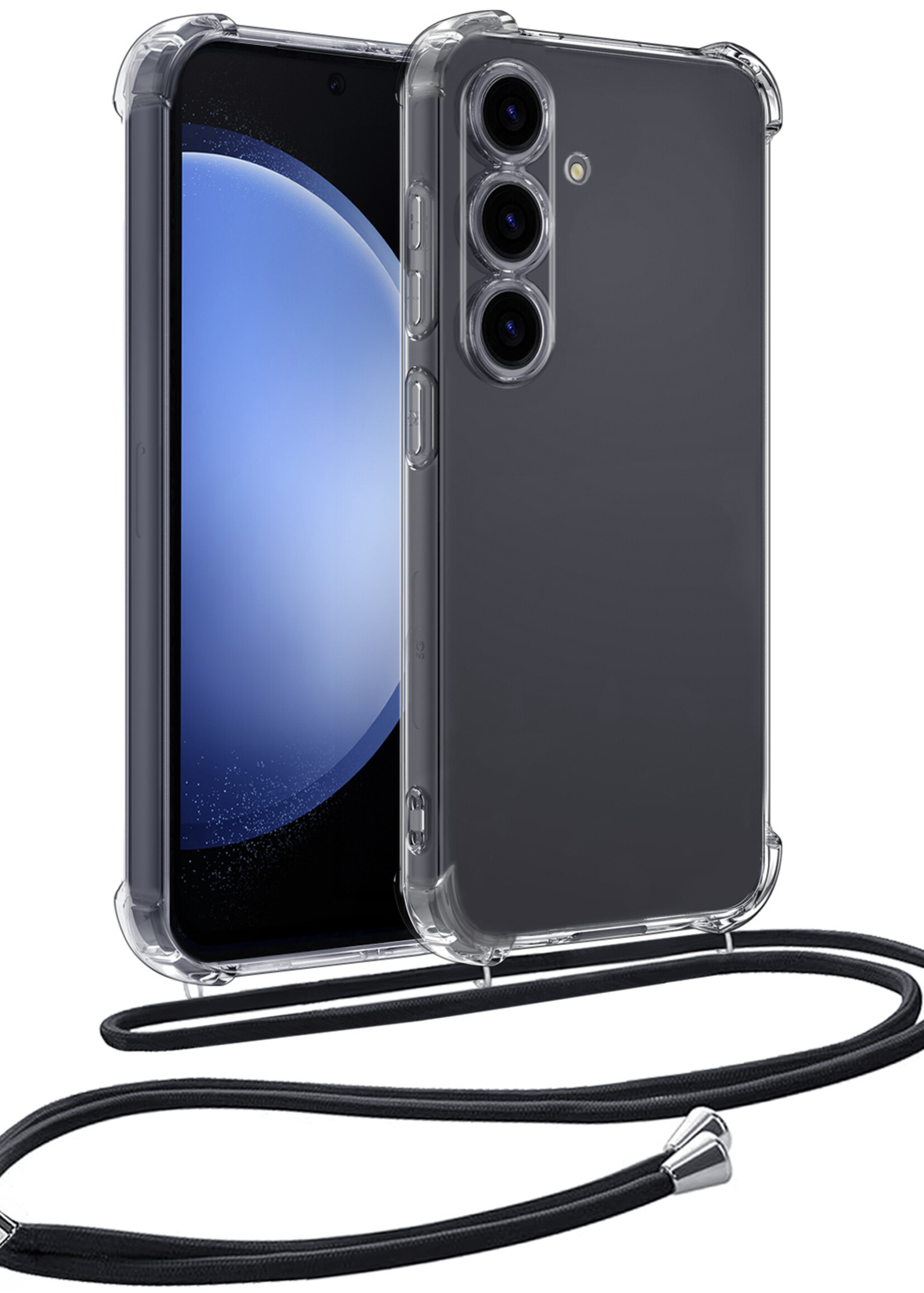 BTH Hoesje Geschikt voor Samsung S23 FE Hoesje Siliconen Shock Proof Hoesje Met Koord Case Met Telefoonkoord - Hoes Geschikt voor Samsung Galaxy S23 FE Hoesje Cover Shockproof Met Koord - Transparant