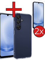 BTH BTH Samsung Galaxy A25 Hoesje Siliconen Met 2x Screenprotector - Transparant