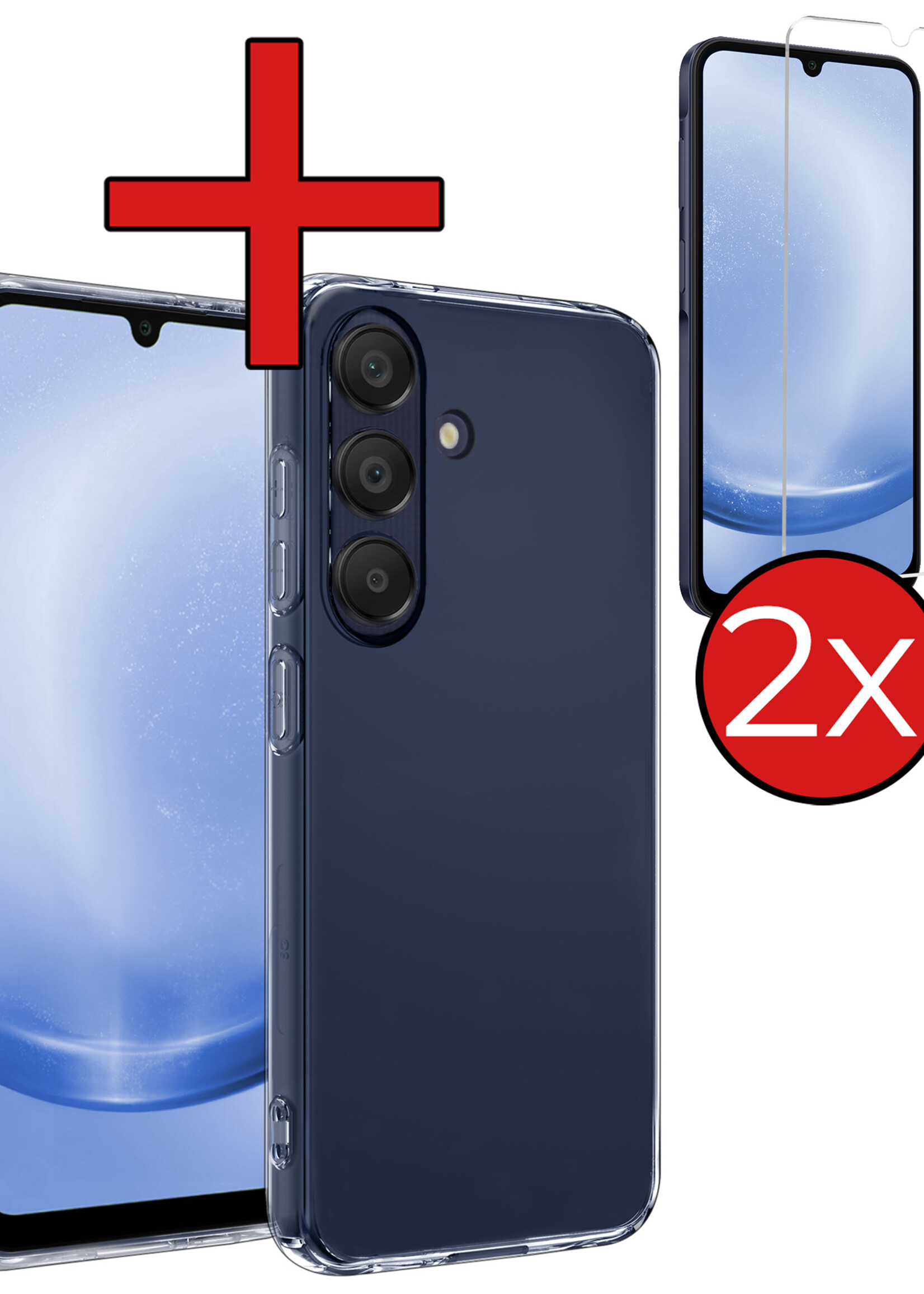 BTH Hoesje Geschikt voor Samsung A25 Hoesje Siliconen Case Hoes Met 2x Screenprotector - Hoes Geschikt voor Samsung Galaxy A25 Hoes Cover Case - Transparant