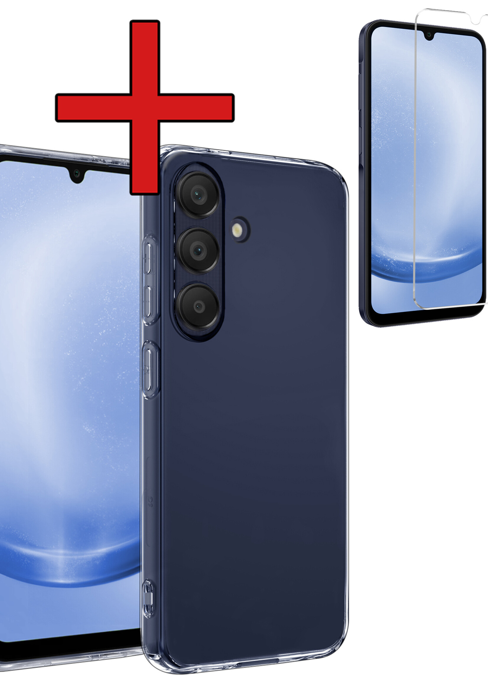 BTH Hoesje Geschikt voor Samsung A25 Hoesje Siliconen Case Hoes Met Screenprotector - Hoes Geschikt voor Samsung Galaxy A25 Hoes Cover Case - Transparant