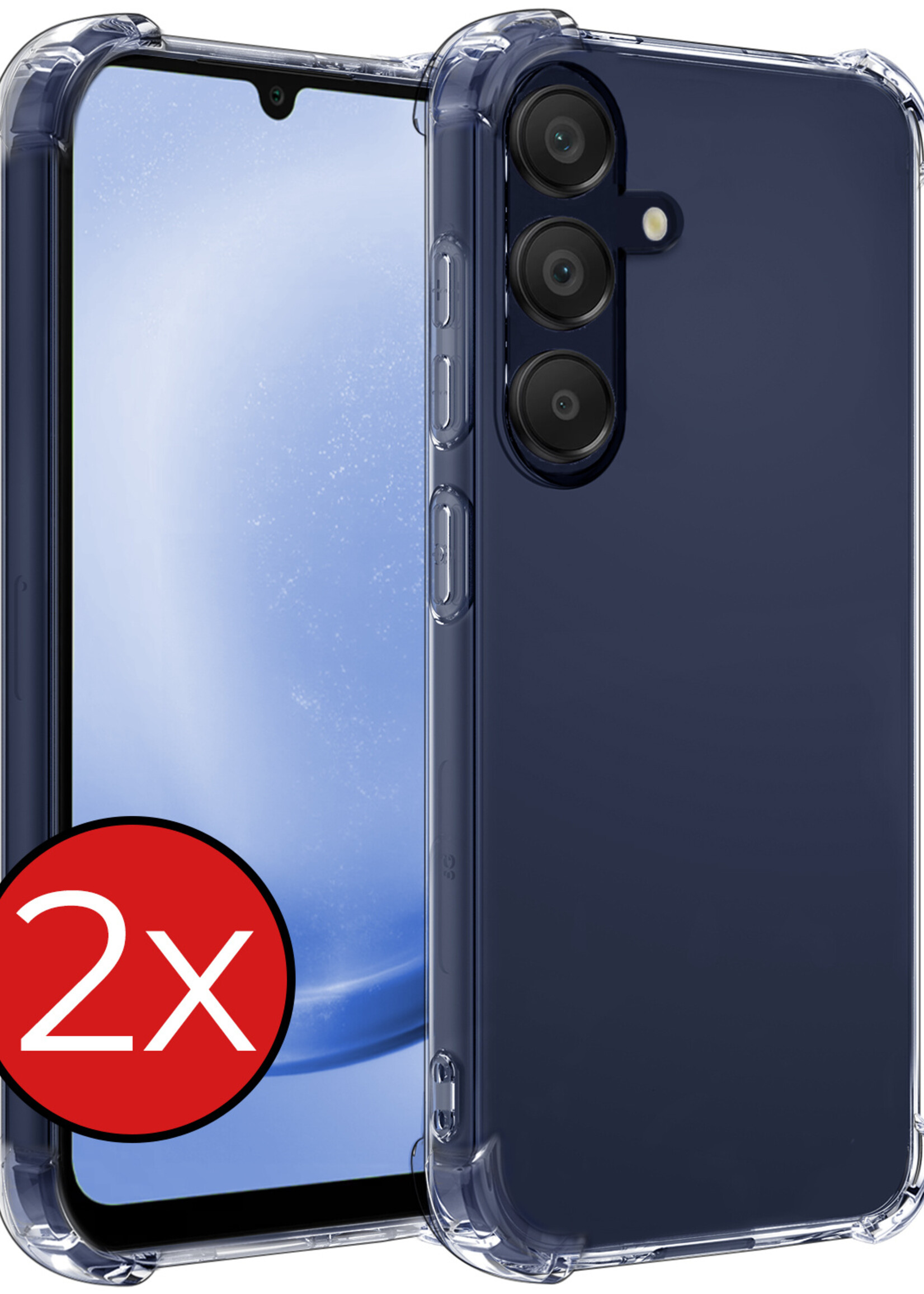 BTH Hoesje Geschikt voor Samsung A25 Hoesje Siliconen Shock Proof Case Hoes - Hoes Geschikt voor Samsung Galaxy A25 Hoes Cover Case Shockproof - Transparant - 2 PACK