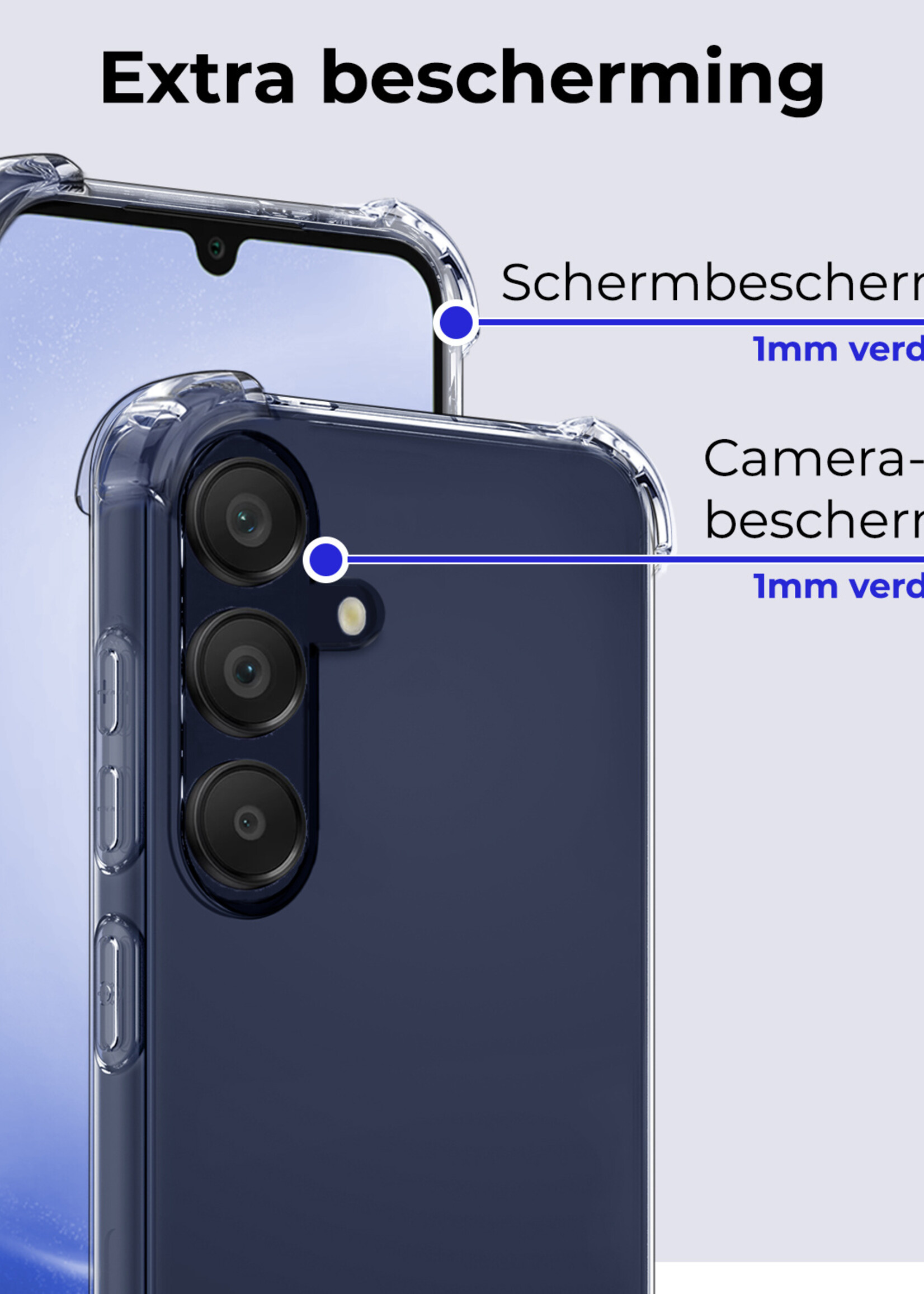 BTH Hoesje Geschikt voor Samsung A25 Hoesje Siliconen Shock Proof Case Hoes Met Screenprotector - Hoes Geschikt voor Samsung Galaxy A25 Hoes Cover Case Shockproof - Transparant