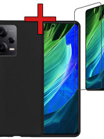 BTH BTH Xiaomi Redmi Note 12 Pro Hoesje Siliconen Met Screenprotector - Zwart
