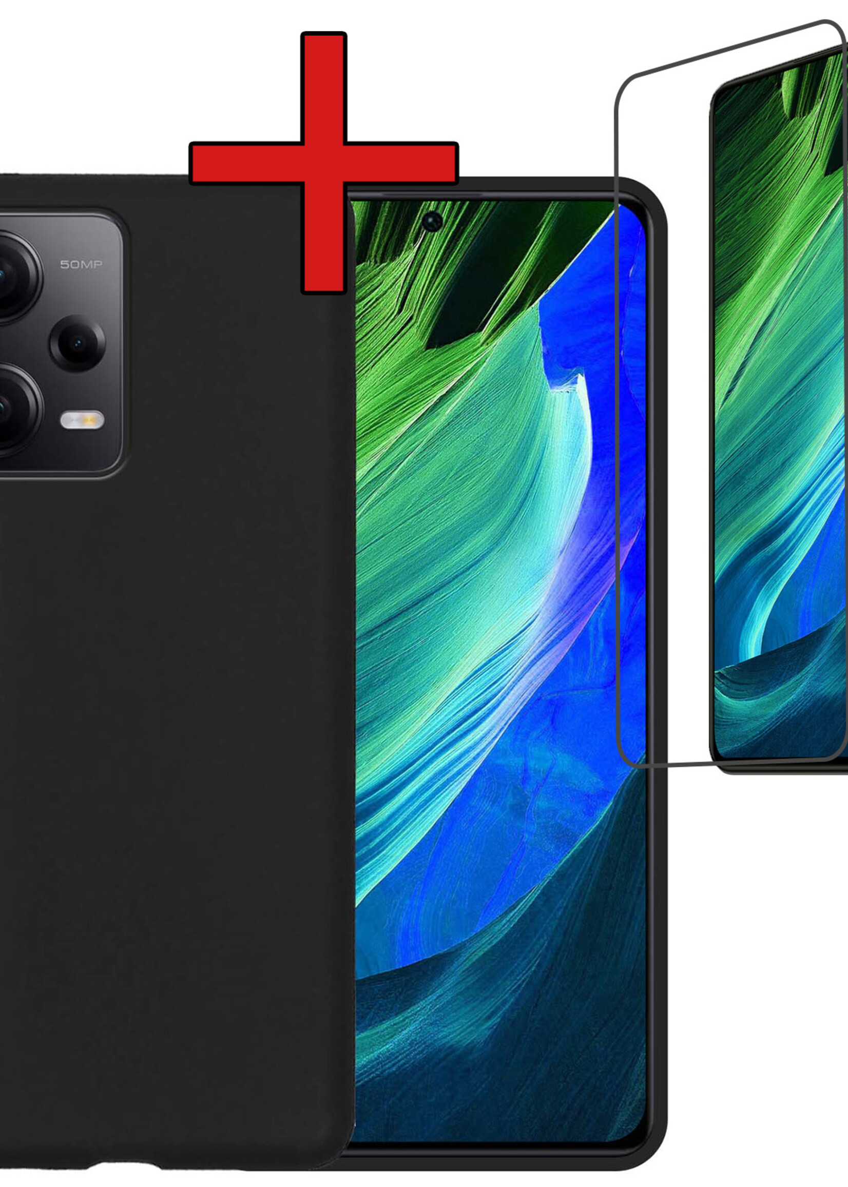 BTH Hoesje Geschikt voor Xiaomi Redmi Note 12 Pro Hoesje Siliconen Case Hoes Met Screenprotector - Hoes Geschikt voor Xiaomi Redmi Note 12 Pro Hoes Cover Case - Zwart