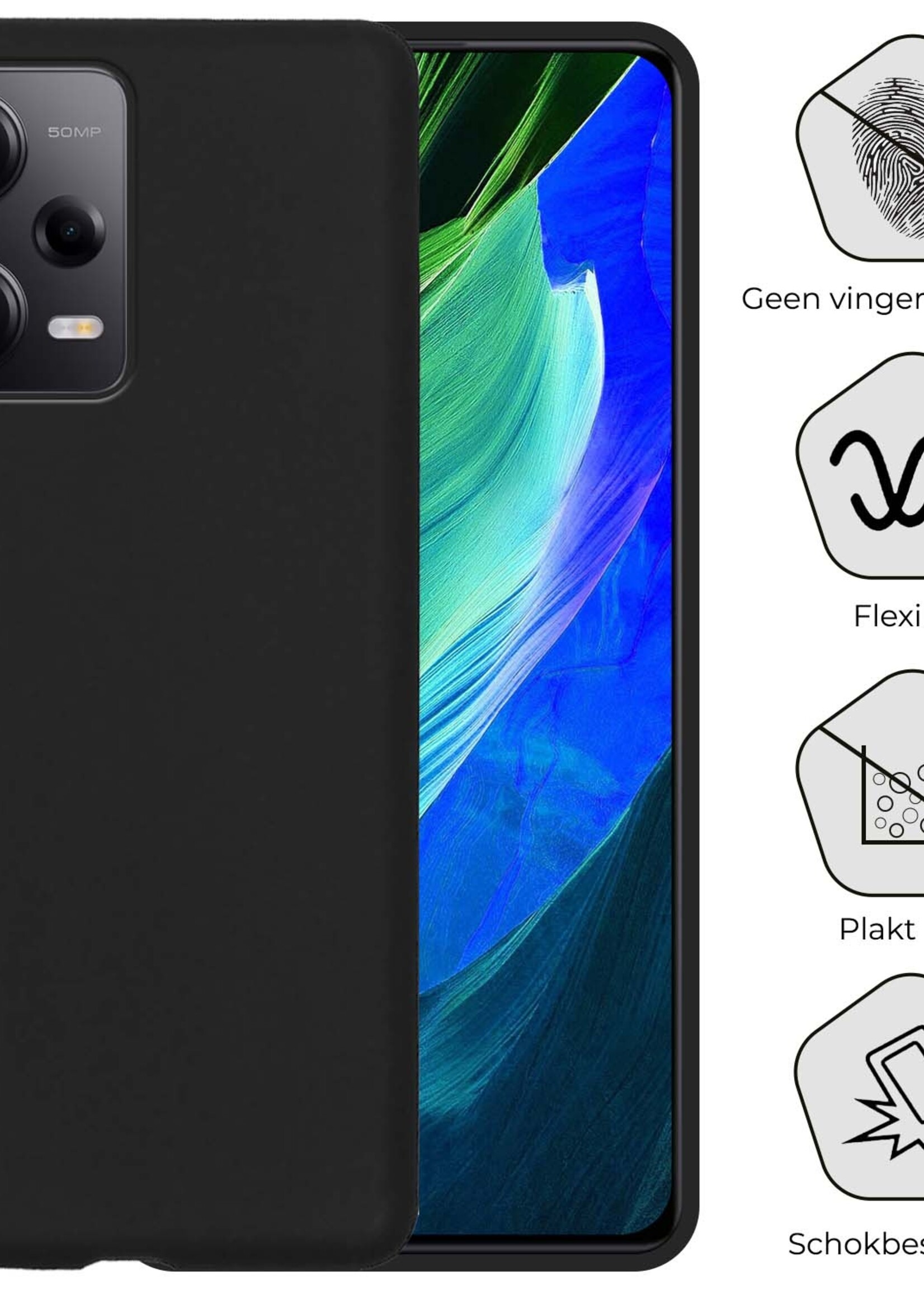 BTH Hoesje Geschikt voor Xiaomi Redmi Note 12 Pro Hoesje Siliconen Case Hoes Met Screenprotector - Hoes Geschikt voor Xiaomi Redmi Note 12 Pro Hoes Cover Case - Zwart