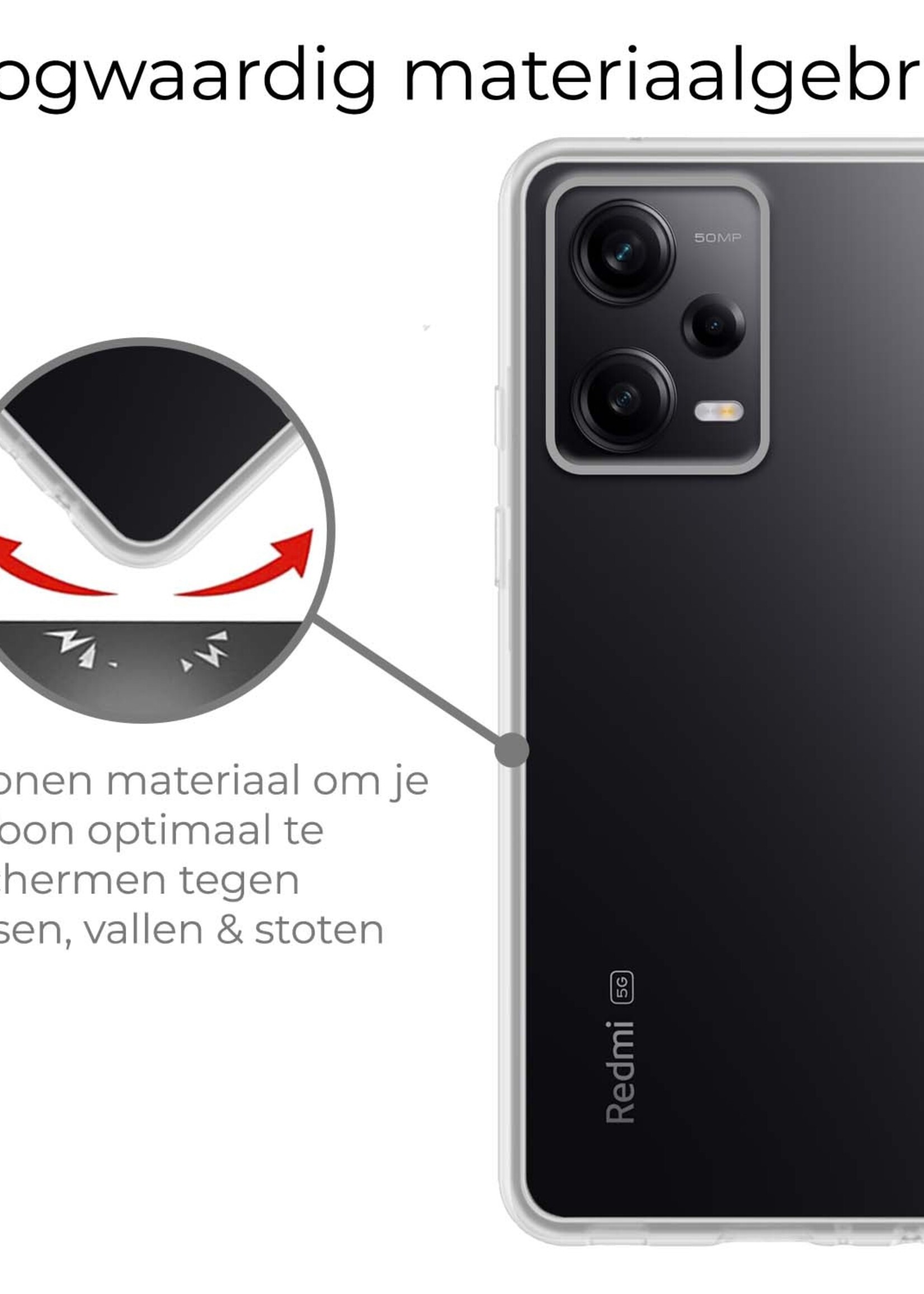 BTH Hoesje Geschikt voor Xiaomi Redmi Note 12 Pro Hoesje Siliconen Case Hoes Met 2x Screenprotector - Hoes Geschikt voor Xiaomi Redmi Note 12 Pro Hoes Cover Case - Transparant