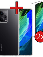 BTH BTH Xiaomi Redmi Note 12 Pro Hoesje Siliconen Met 2x Screenprotector - Transparant