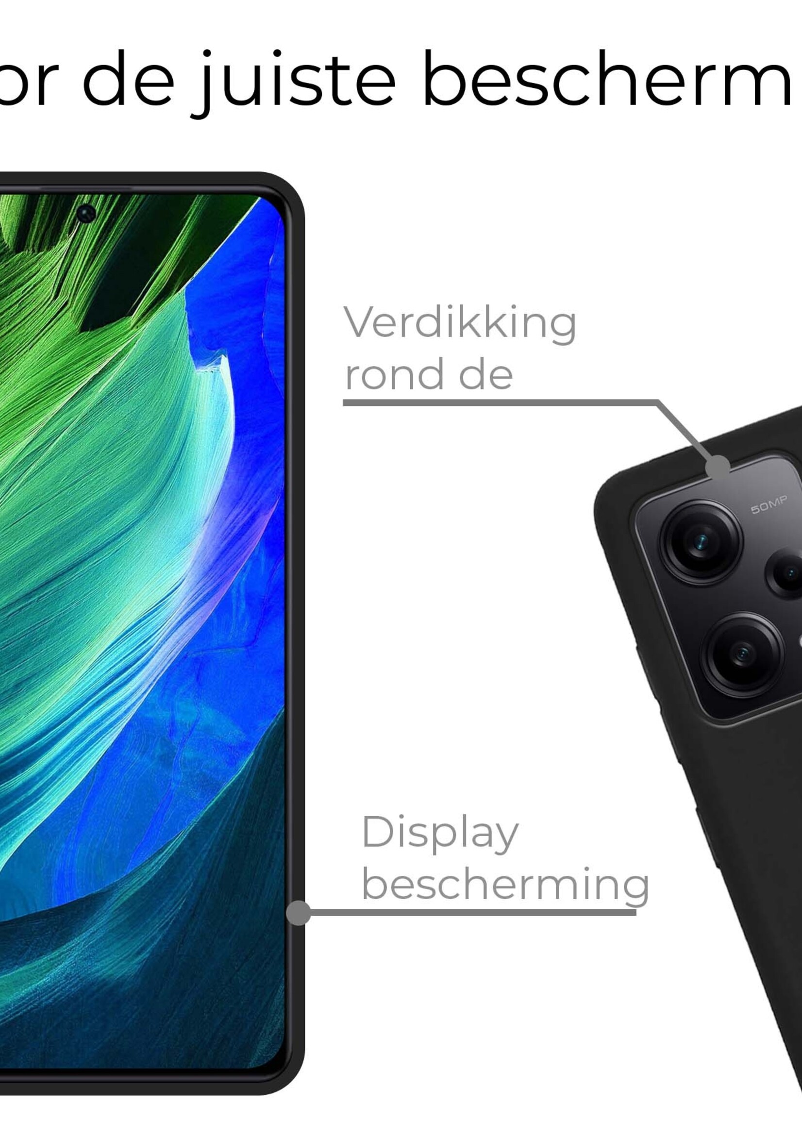 BTH Hoesje Geschikt voor Xiaomi Redmi Note 12 Pro Hoesje Siliconen Case Hoes Met 2x Screenprotector - Hoes Geschikt voor Xiaomi Redmi Note 12 Pro Hoes Cover Case - Zwart