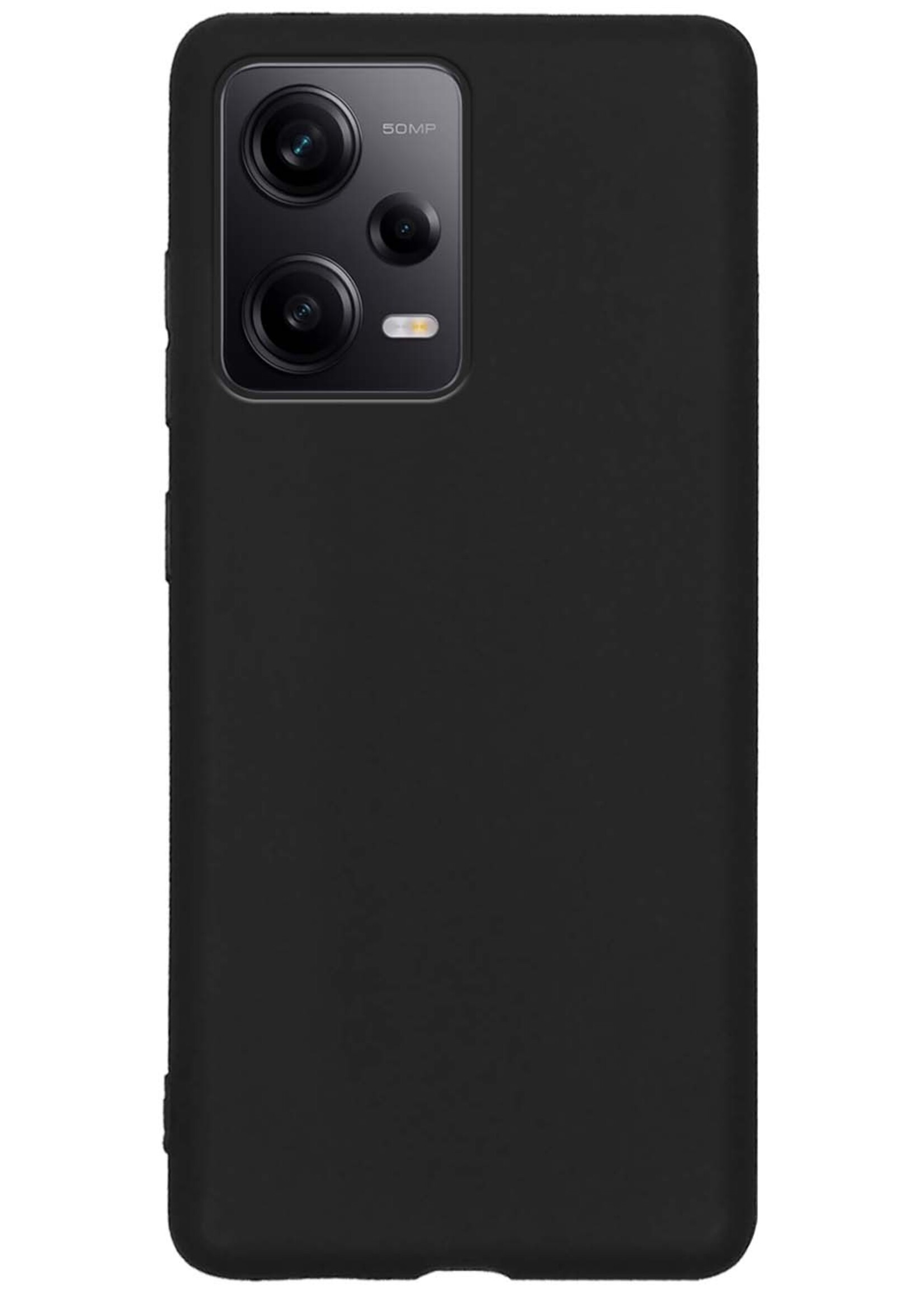 BTH Hoesje Geschikt voor Xiaomi Redmi Note 12 Pro Hoesje Siliconen Case Hoes Met 2x Screenprotector - Hoes Geschikt voor Xiaomi Redmi Note 12 Pro Hoes Cover Case - Zwart